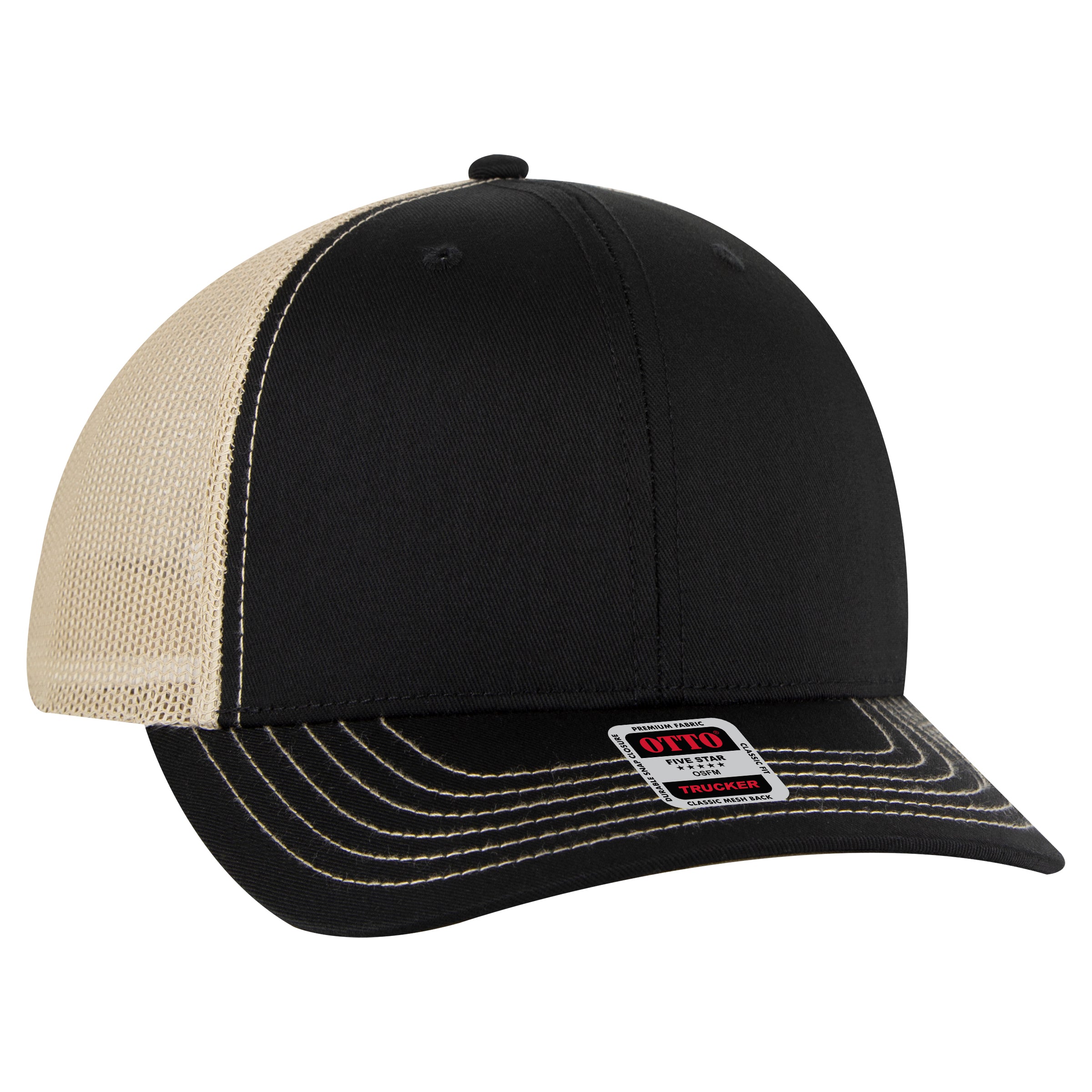 112-1 OTTO Cap 6 Panel Mid Profile Mesh Back Trucker Hat
