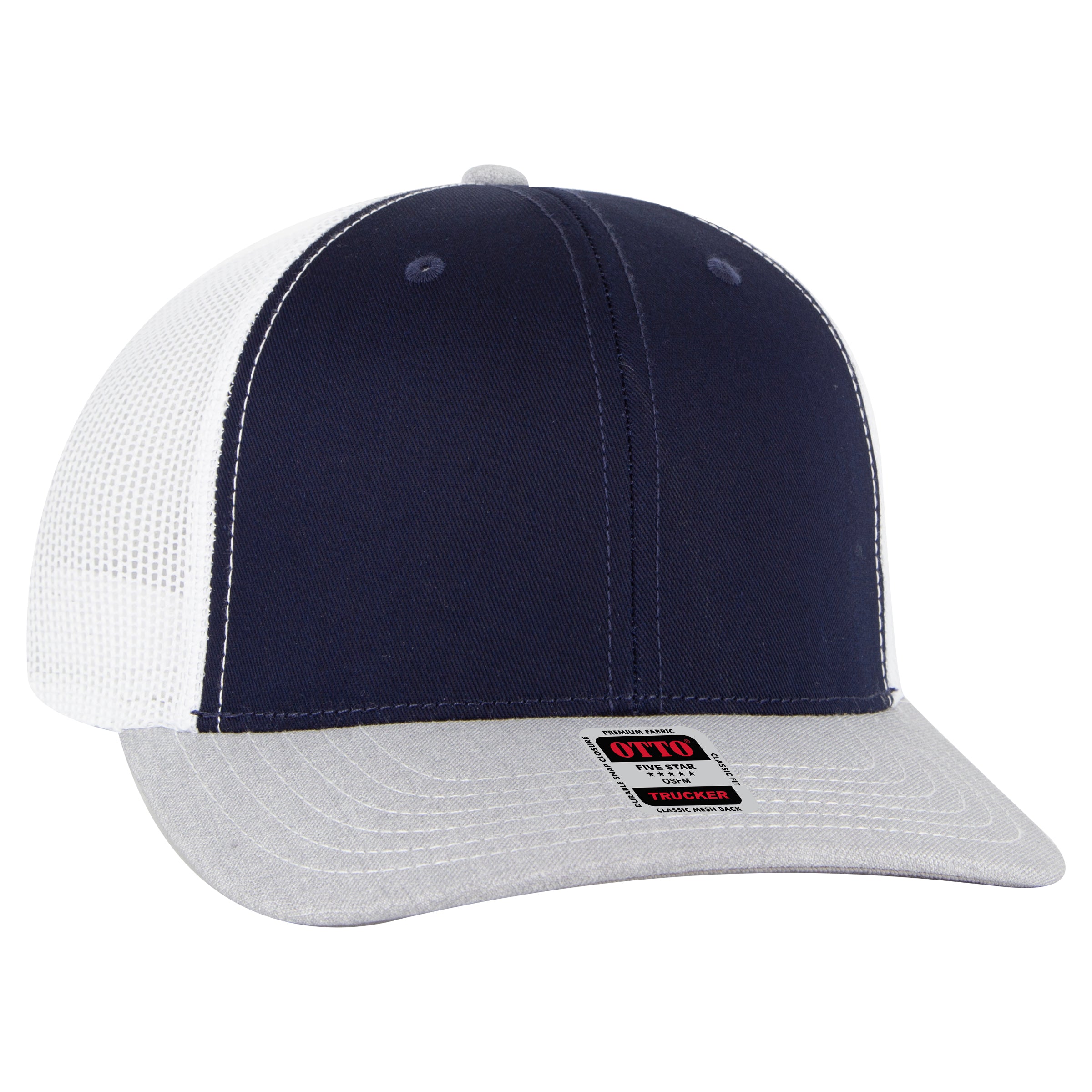 112-1 OTTO Cap 6 Panel Mid Profile Mesh Back Trucker Hat