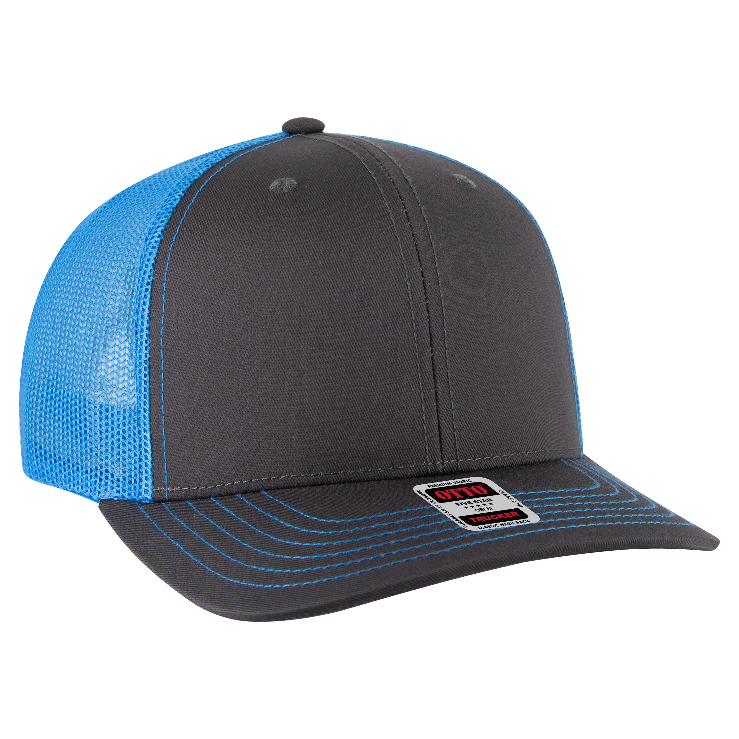 112-1 OTTO Cap 6 Panel Mid Profile Mesh Back Trucker Hat