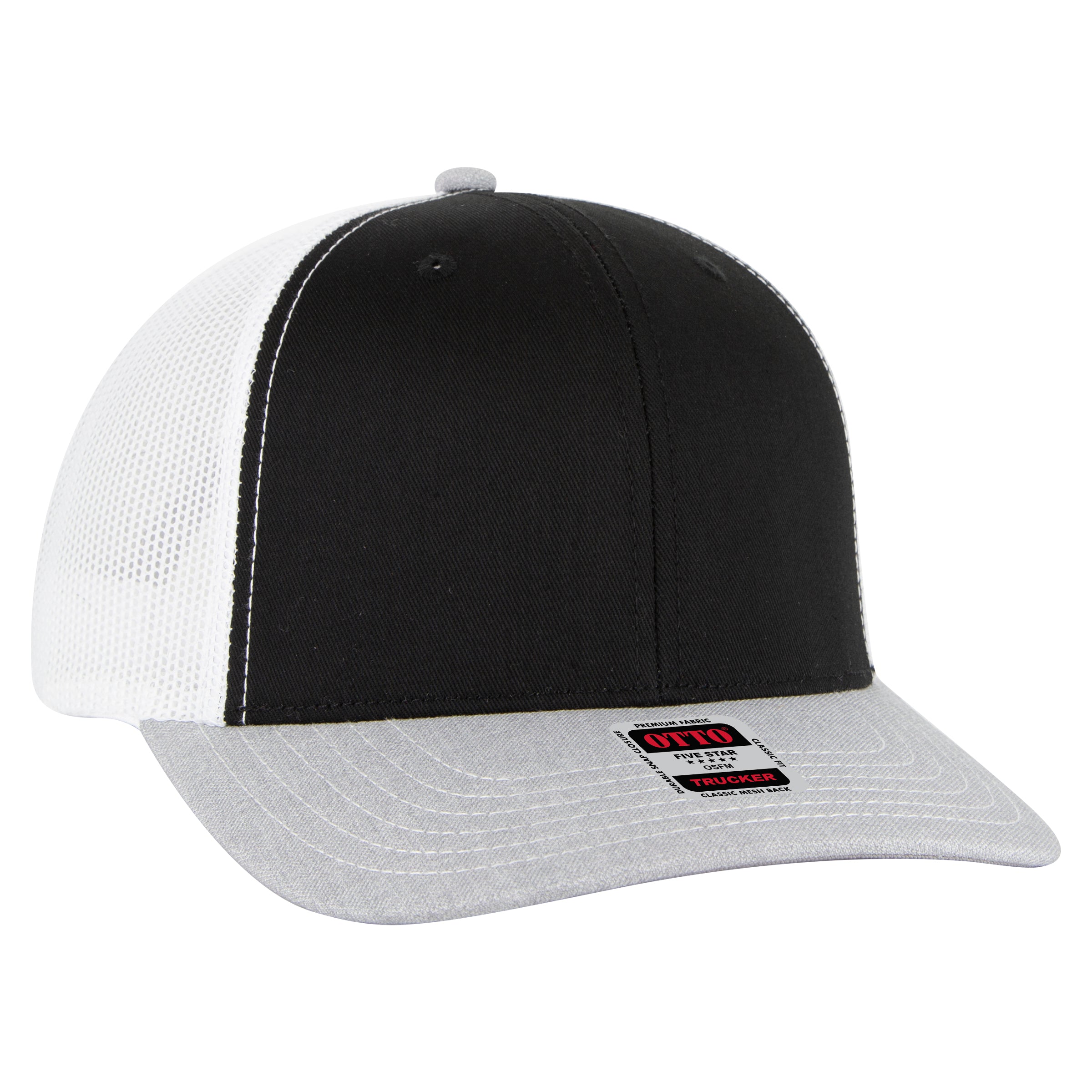 112-1 OTTO Cap 6 Panel Mid Profile Mesh Back Trucker Hat