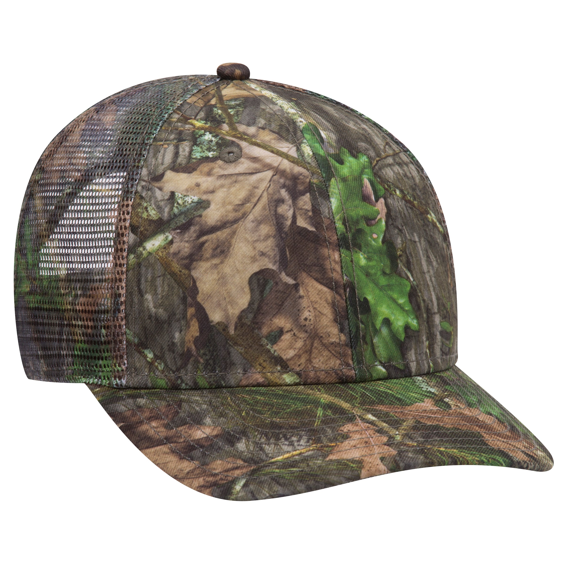 171-1292 OTTO CAP Mossy Oak Camouflage Superior Polyester Twill 6 Panel Low Profile Mesh Back Baseball Cap