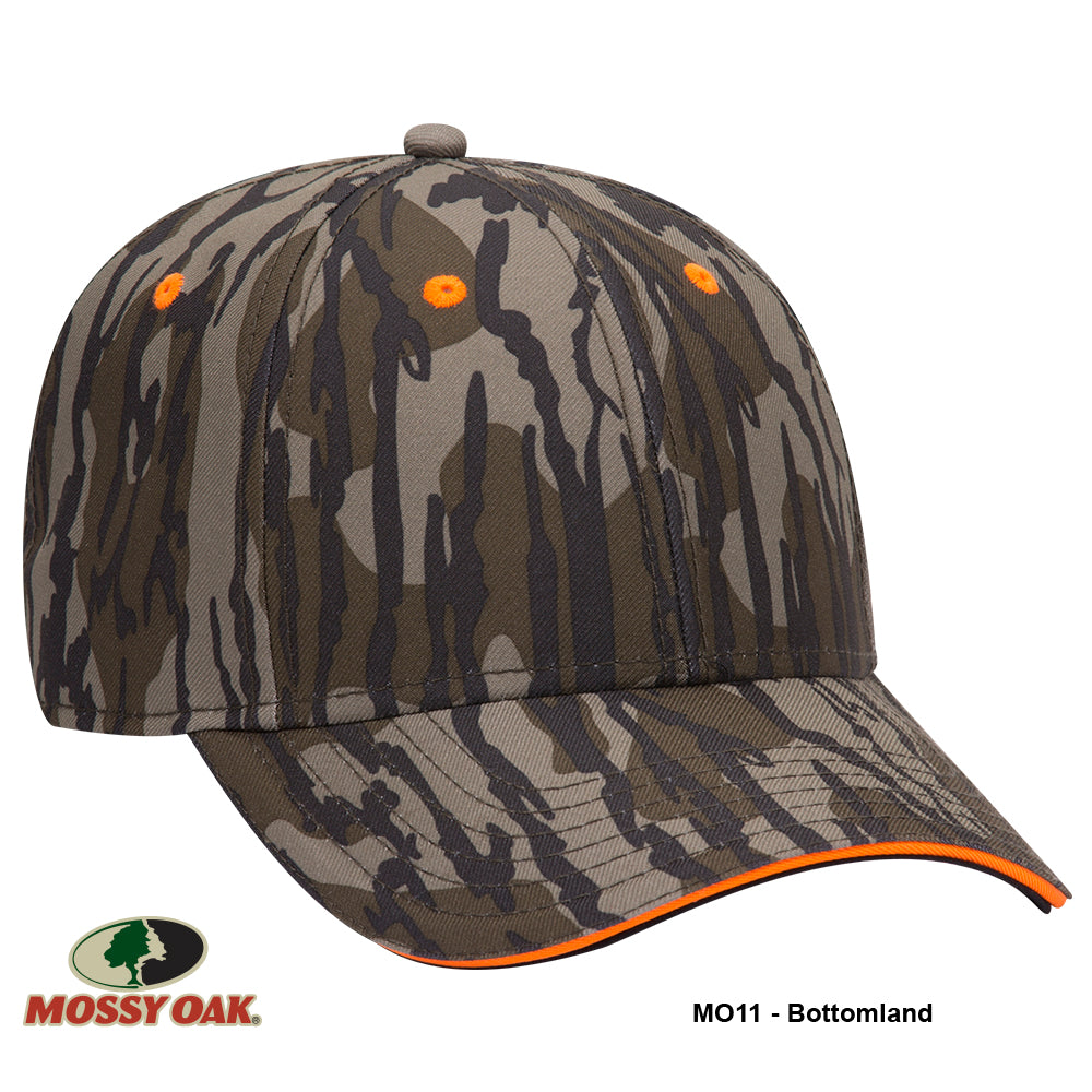 171-1294 OTTO CAP Mossy Oak Camouflage Superior Polyester Twill Sandwich Visor 6 Panel Low Profile Baseball