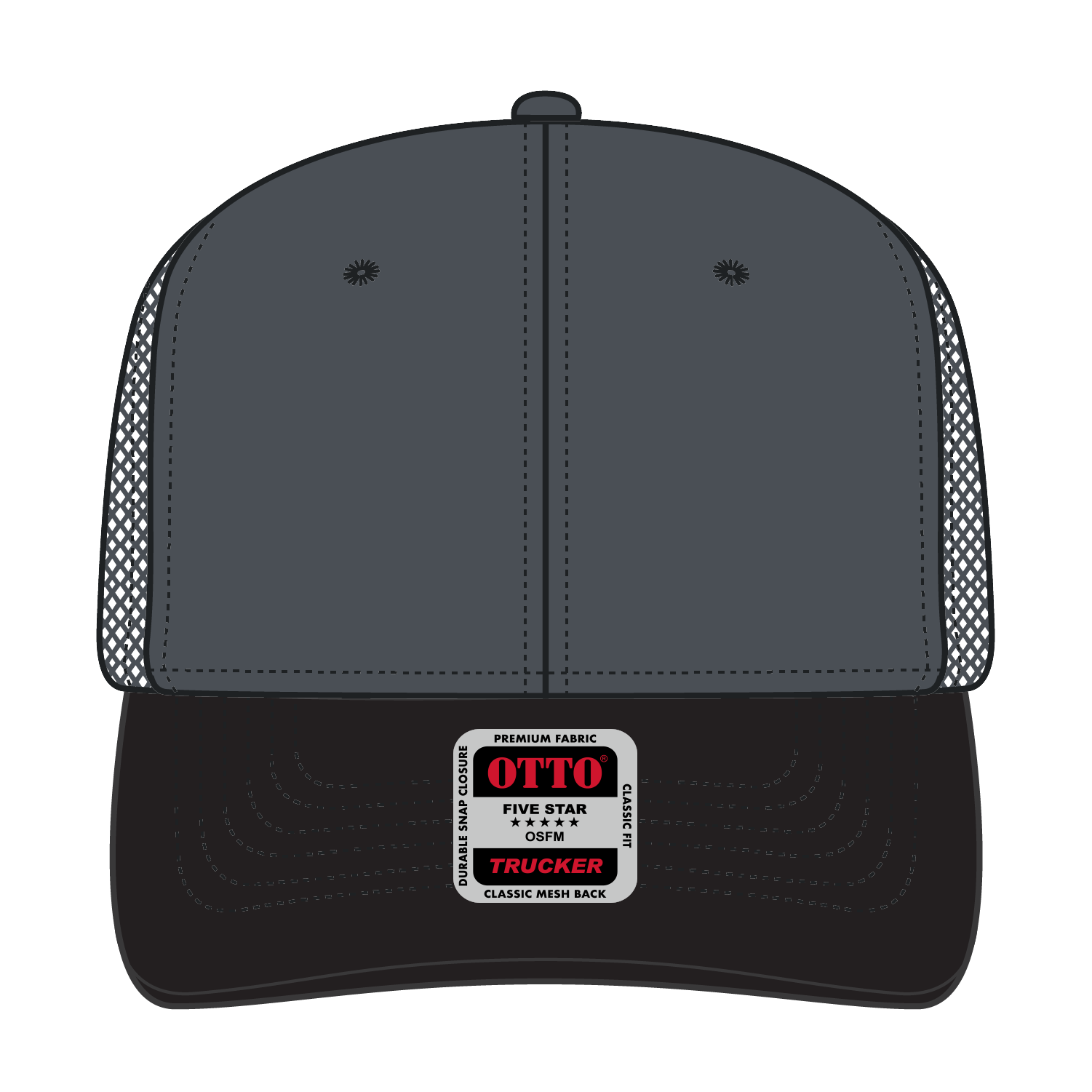 112-1 OTTO Cap 6 Panel Mid Profile Mesh Back Trucker Hat