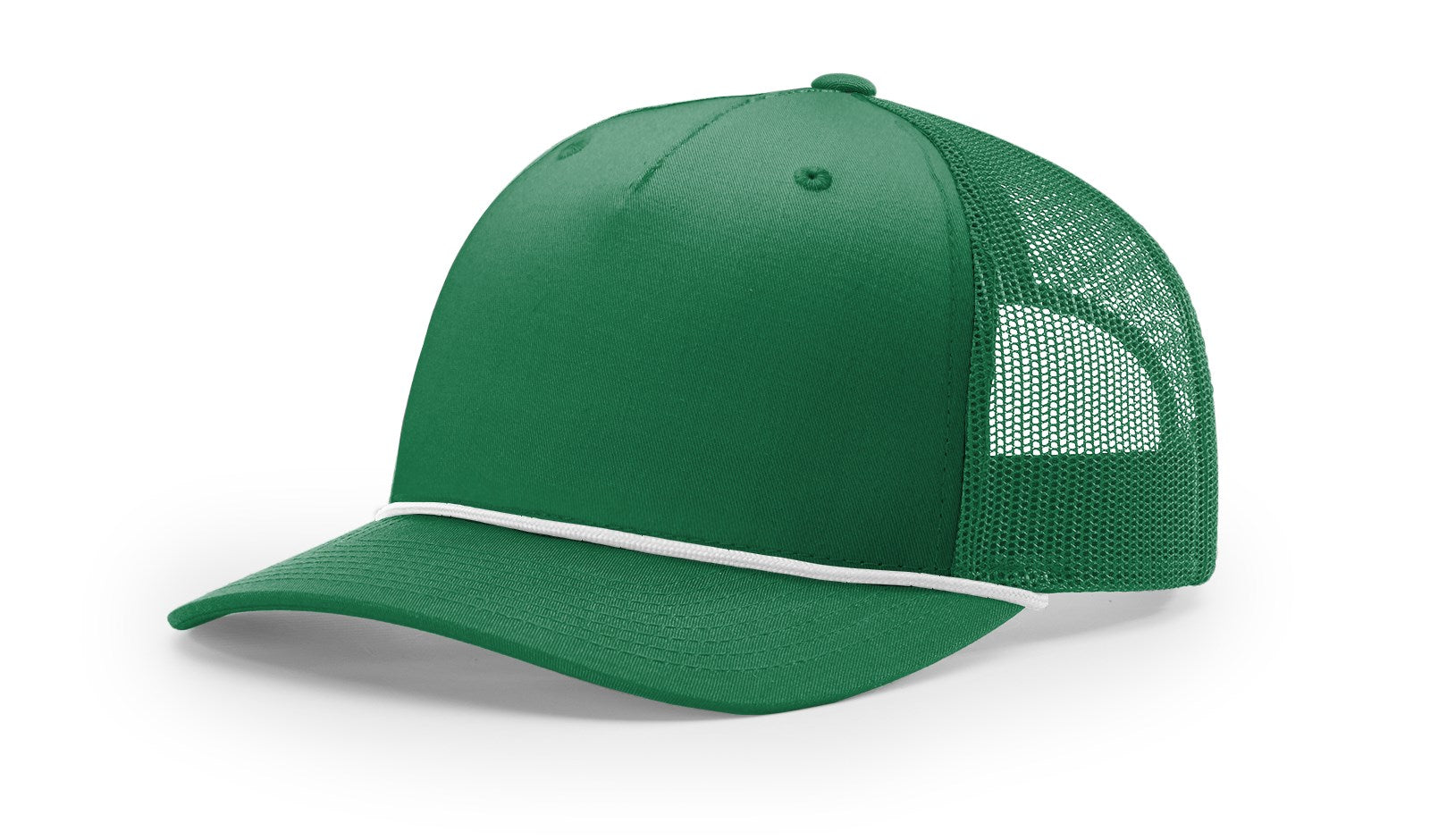 Kelly green Richardson 112FPR Snapback Trucker Cap with white mesh back.