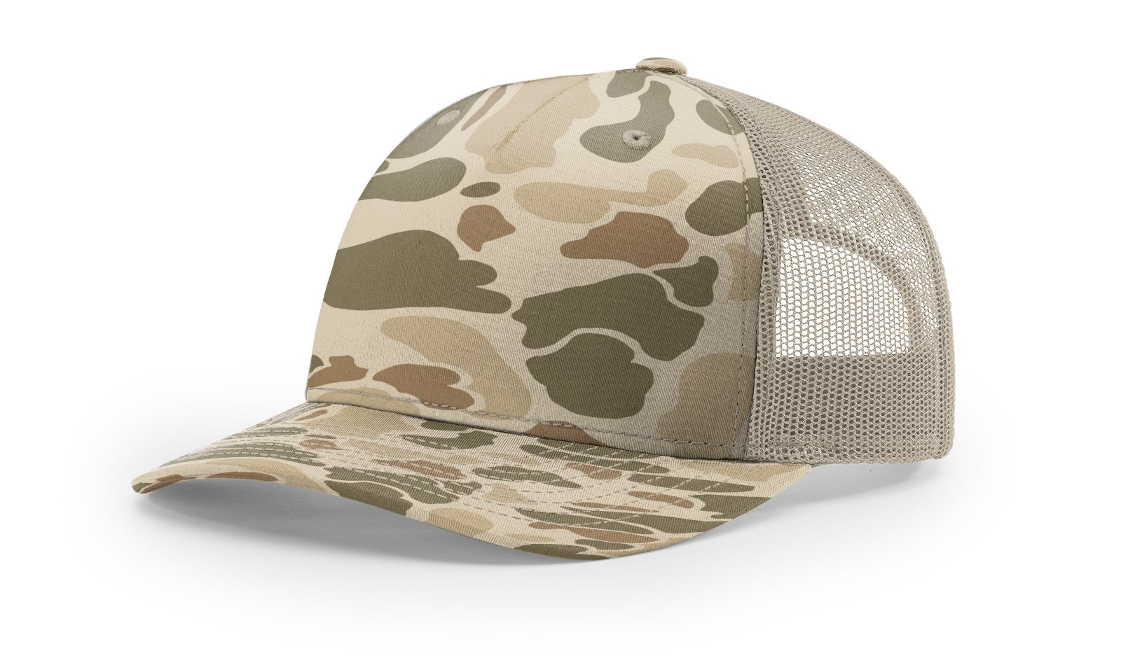 Richardson 112 Blank Trucker Hat in Harvest Duck Camo with Birch mesh.