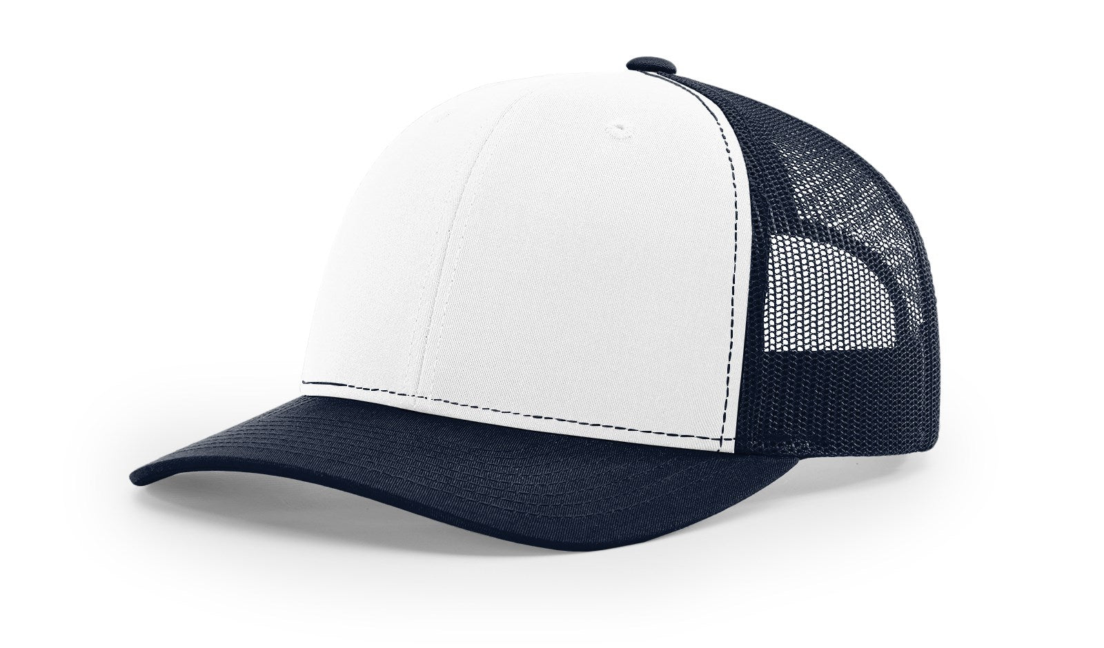 Richardson 112 Blank Trucker Hat in white and navy by The Hometown Co.