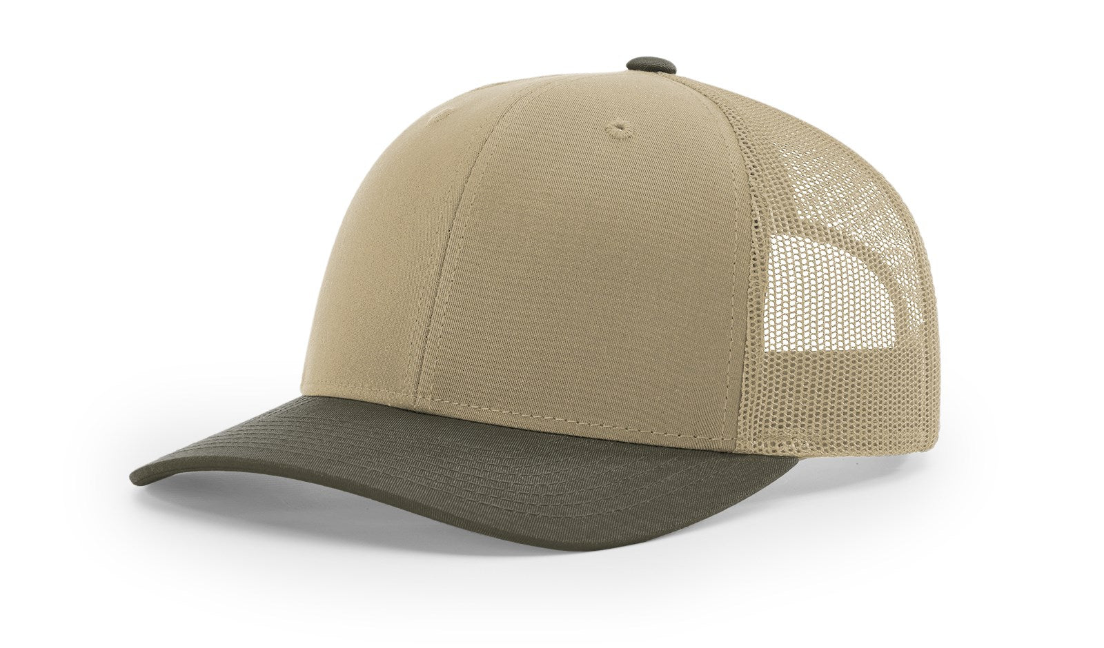 Khaki and chocolate chip Richardson 112 blank trucker hat, The Hometown Co.