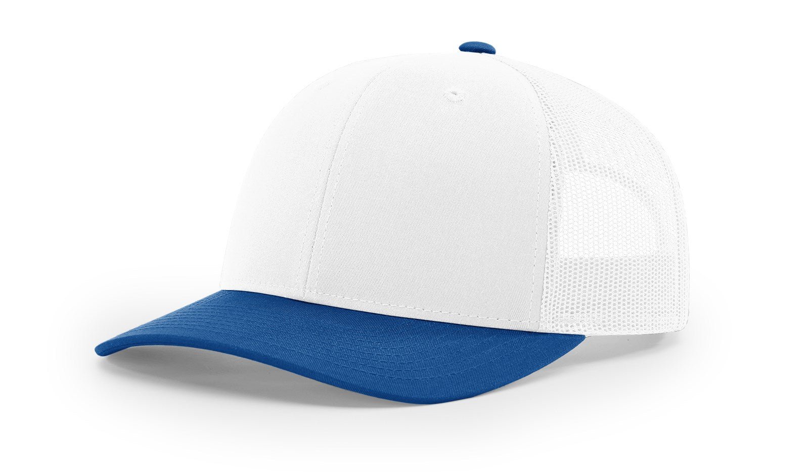 Richardson 112 Blank Trucker Hat in white and royal blue by The Hometown Co.