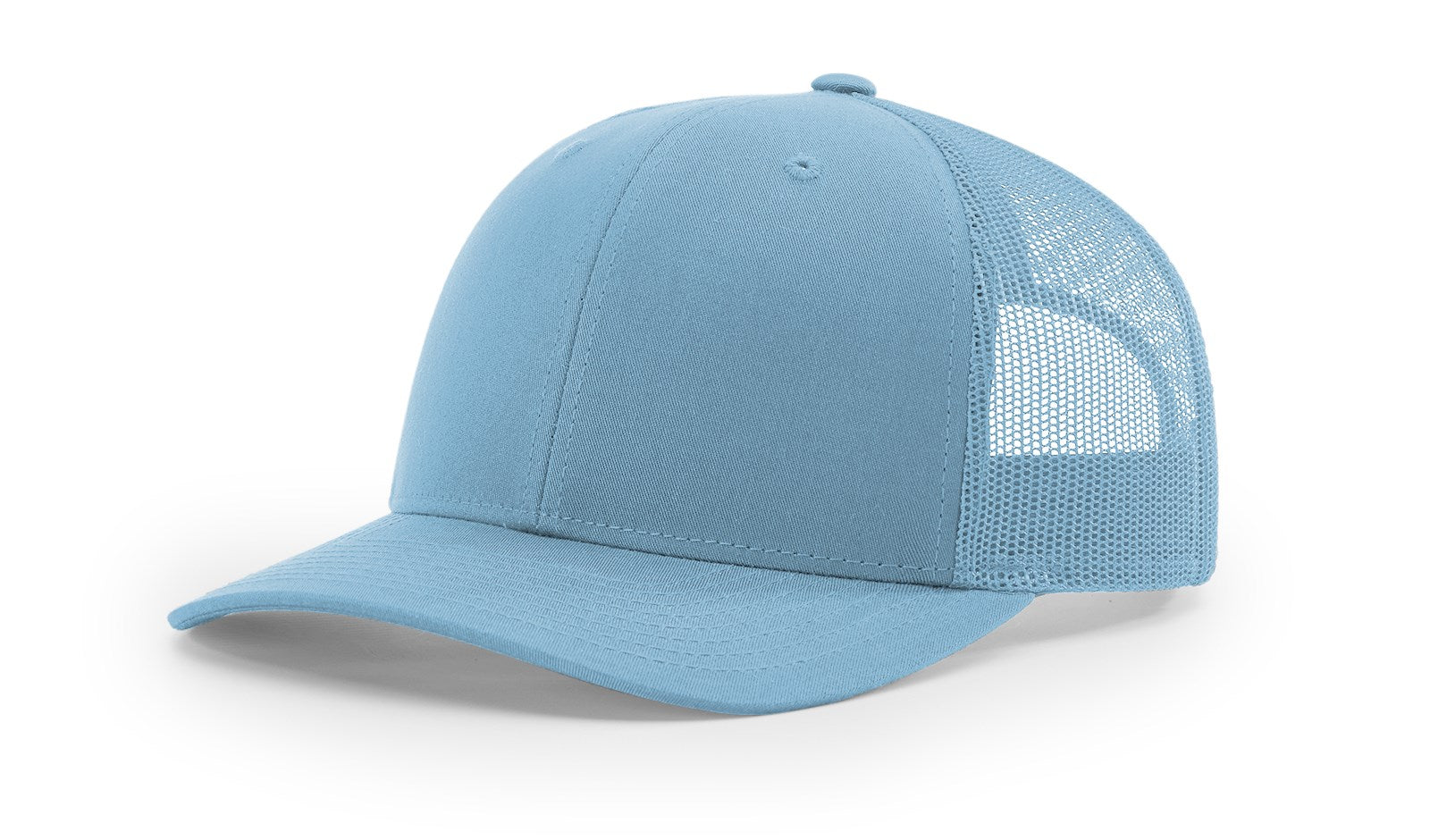 Columbia blue Richardson 112 blank trucker hat with mesh back.
