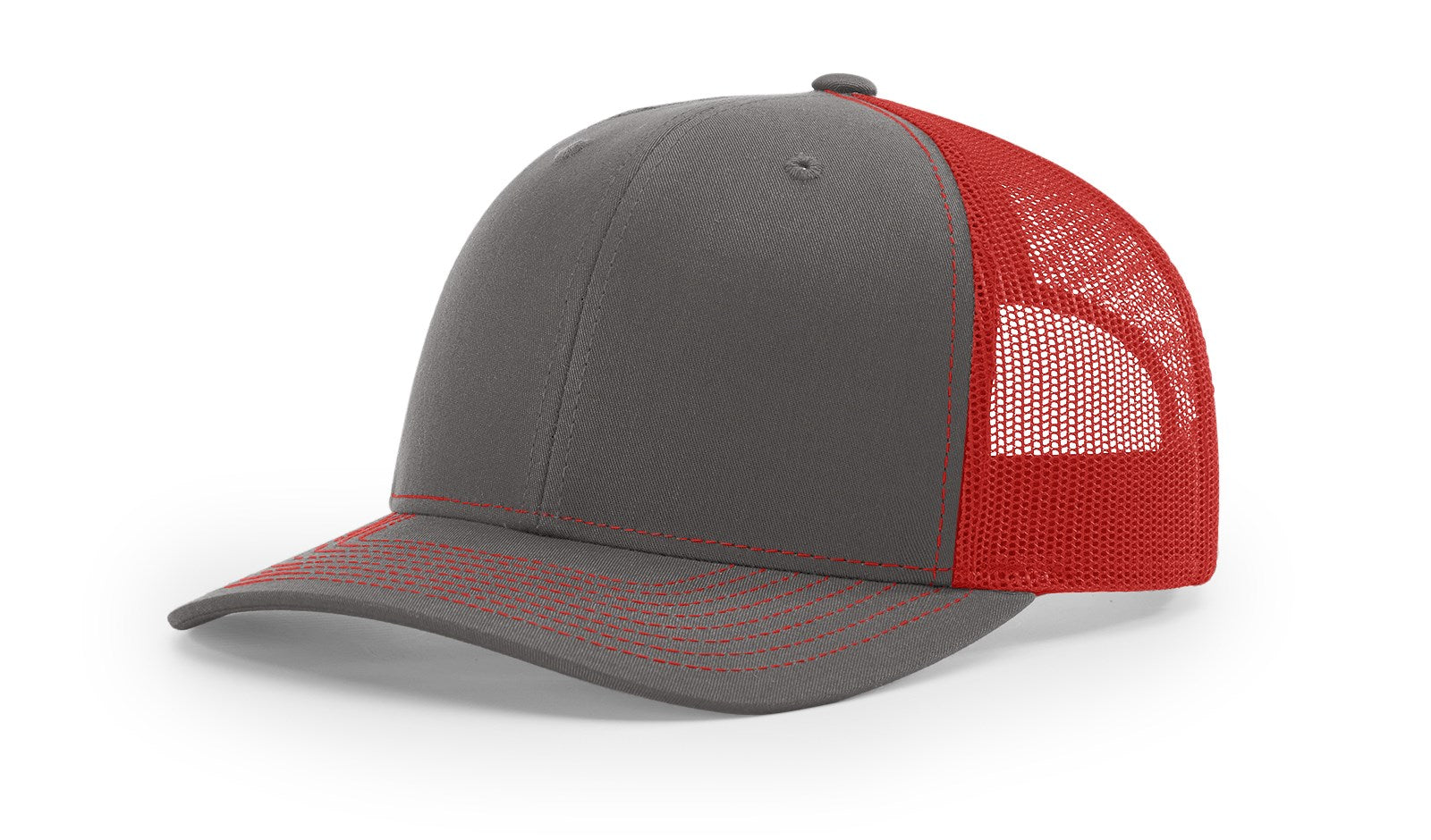 Red and charcoal Richardson 112 Blank Trucker Hat by The Hometown Co.