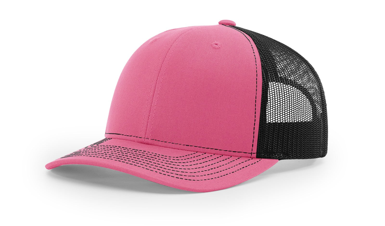 Hot pink and black Richardson 112 Blank Trucker Hat by The Hometown Co.