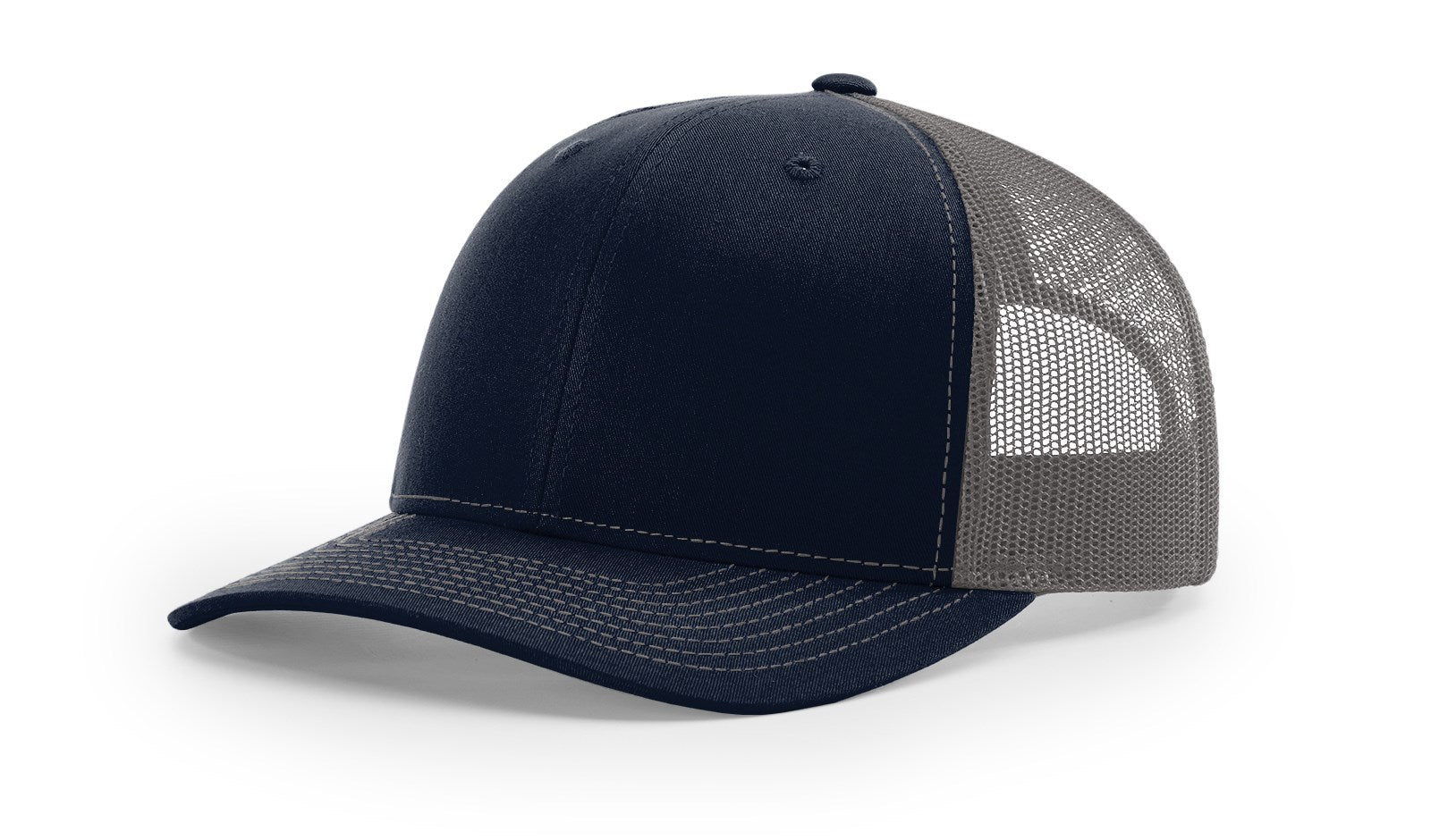 Navy and charcoal Richardson 112 blank trucker hat from The Hometown Co.