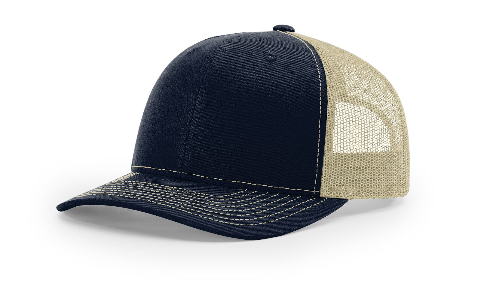 Richardson 112 Blank Trucker Hat in navy and khaki from The Hometown Co.