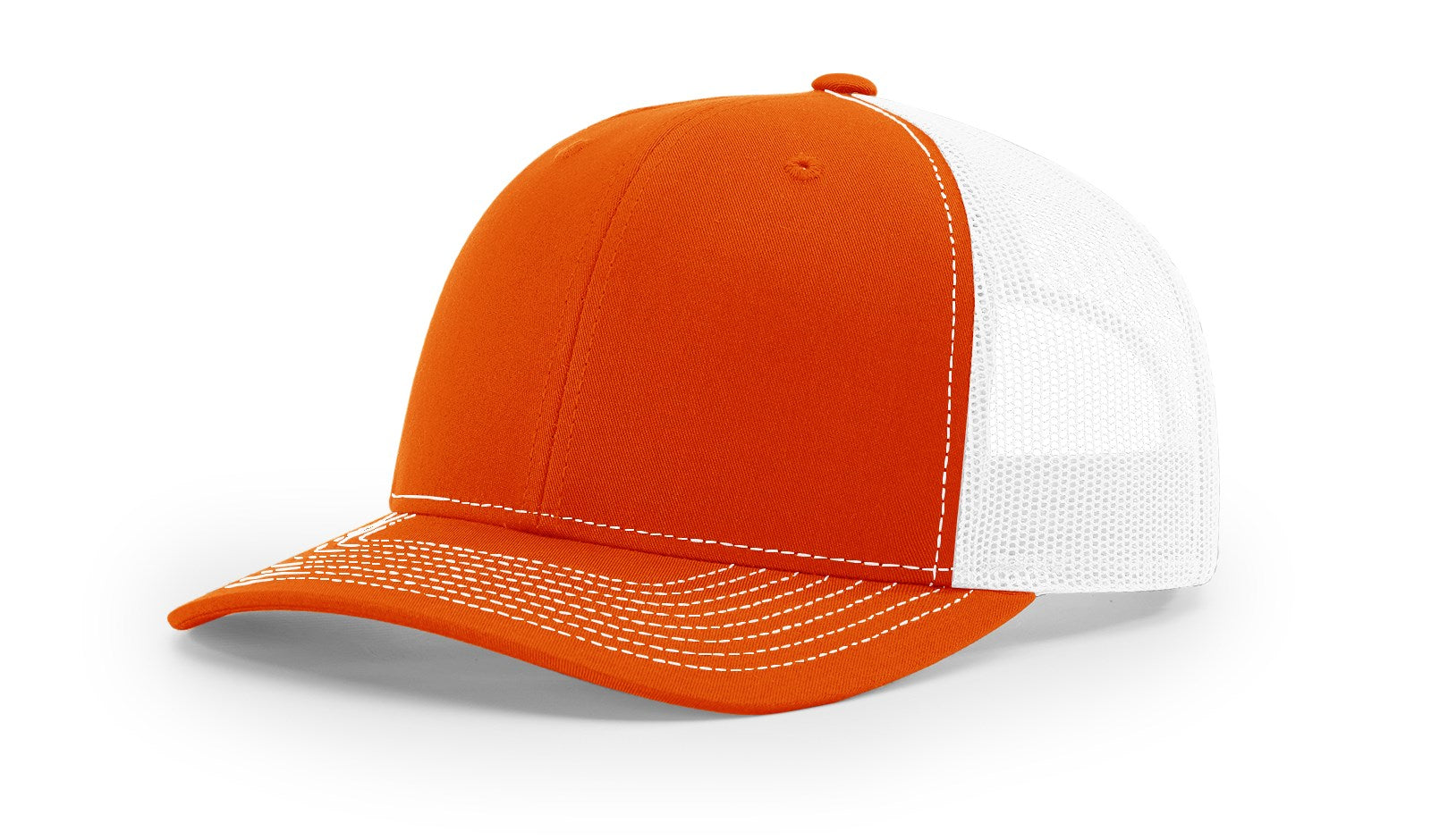 Richardson 112 Blank Trucker Hat in split orange and white by The Hometown Co.