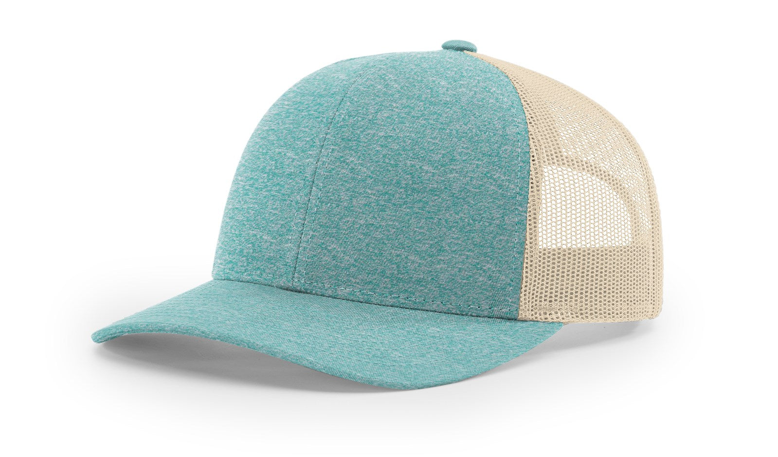 Richardson 115CH Youth Heather Trucker Hat in Green Teal Heather-Birch color.
