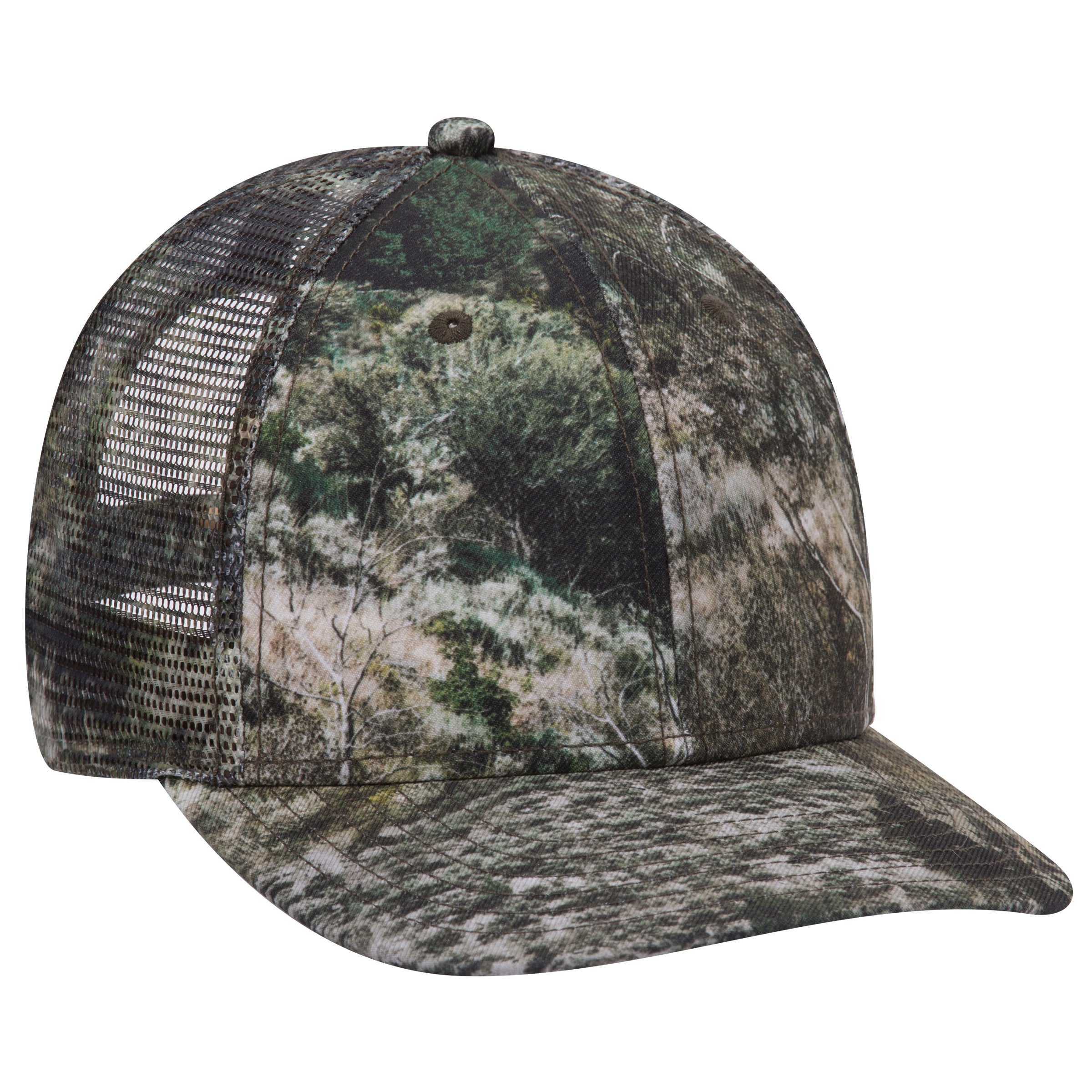 171-1292 OTTO CAP Mossy Oak Camouflage Superior Polyester Twill 6 Panel Low Profile Mesh Back Baseball Cap