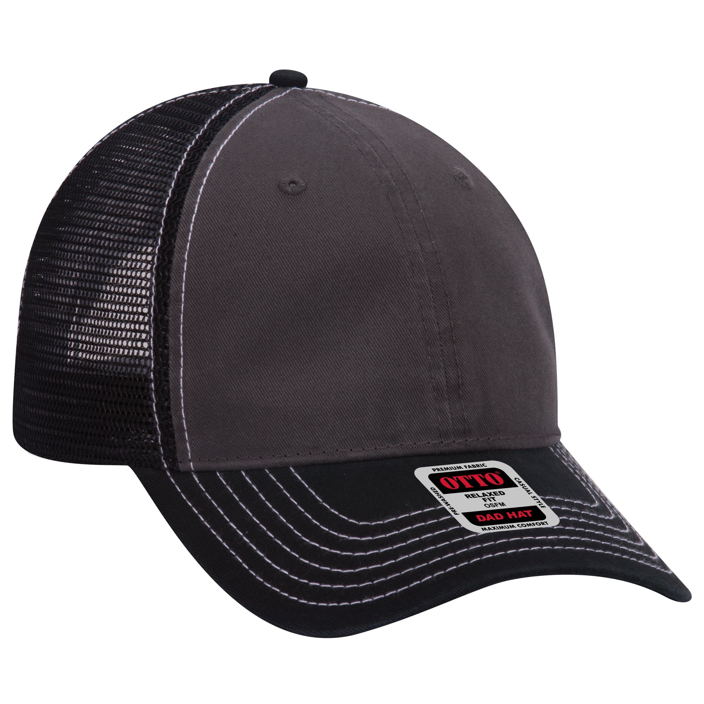 121-858 OTTO CAP 6 Panel Low Profile Mesh Back Trucker Dad Hat