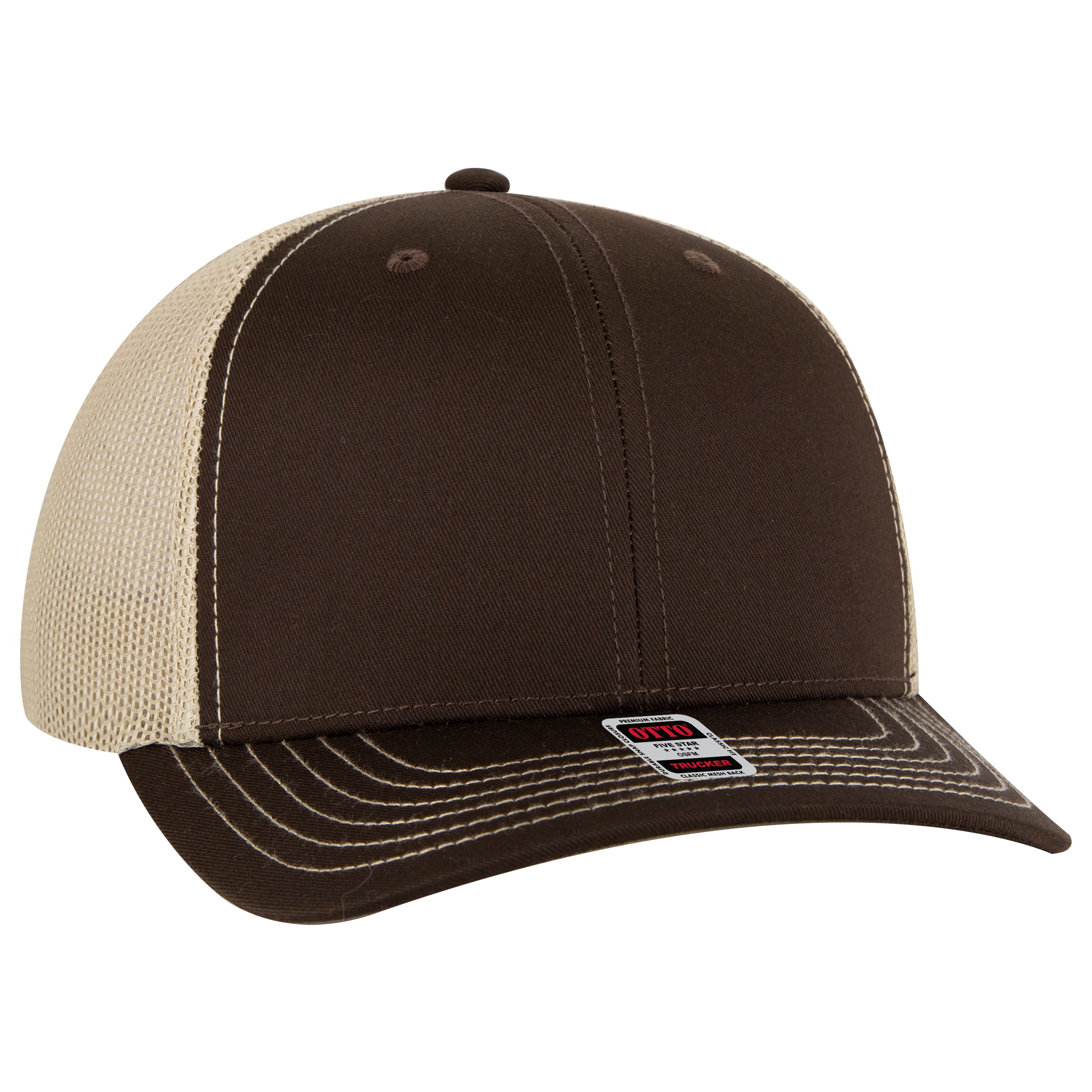 112-1 OTTO Cap 6 Panel Mid Profile Mesh Back Trucker Hat