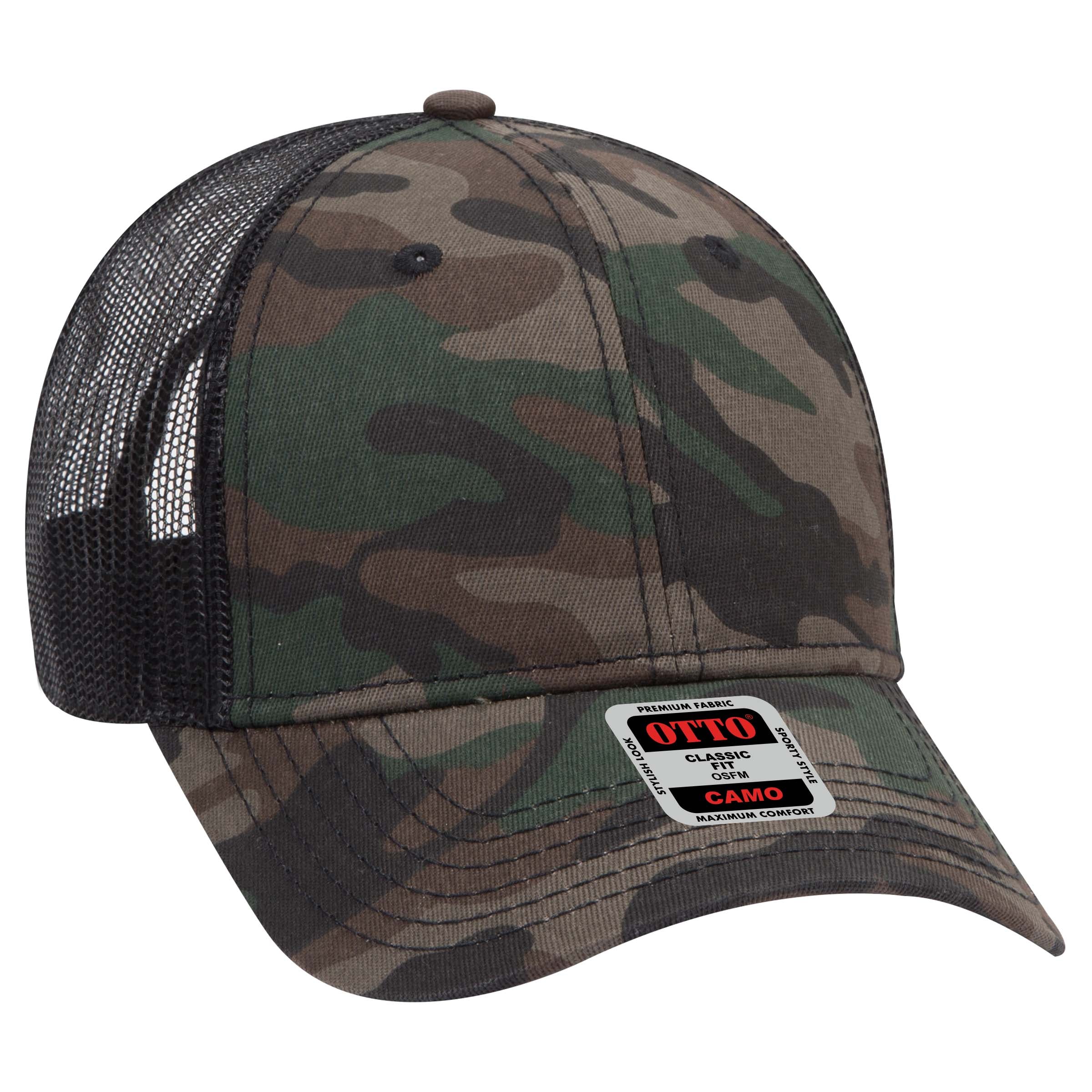 105-1247 OTTO CAP Camouflage 6 Panel Low Profile Mesh Back Trucker Hat