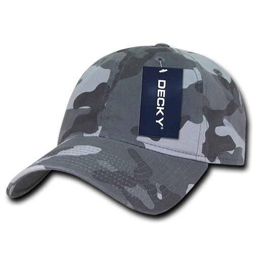 Decky 216 Relaxed Cotton Camo Cap with urban camouflage pattern.