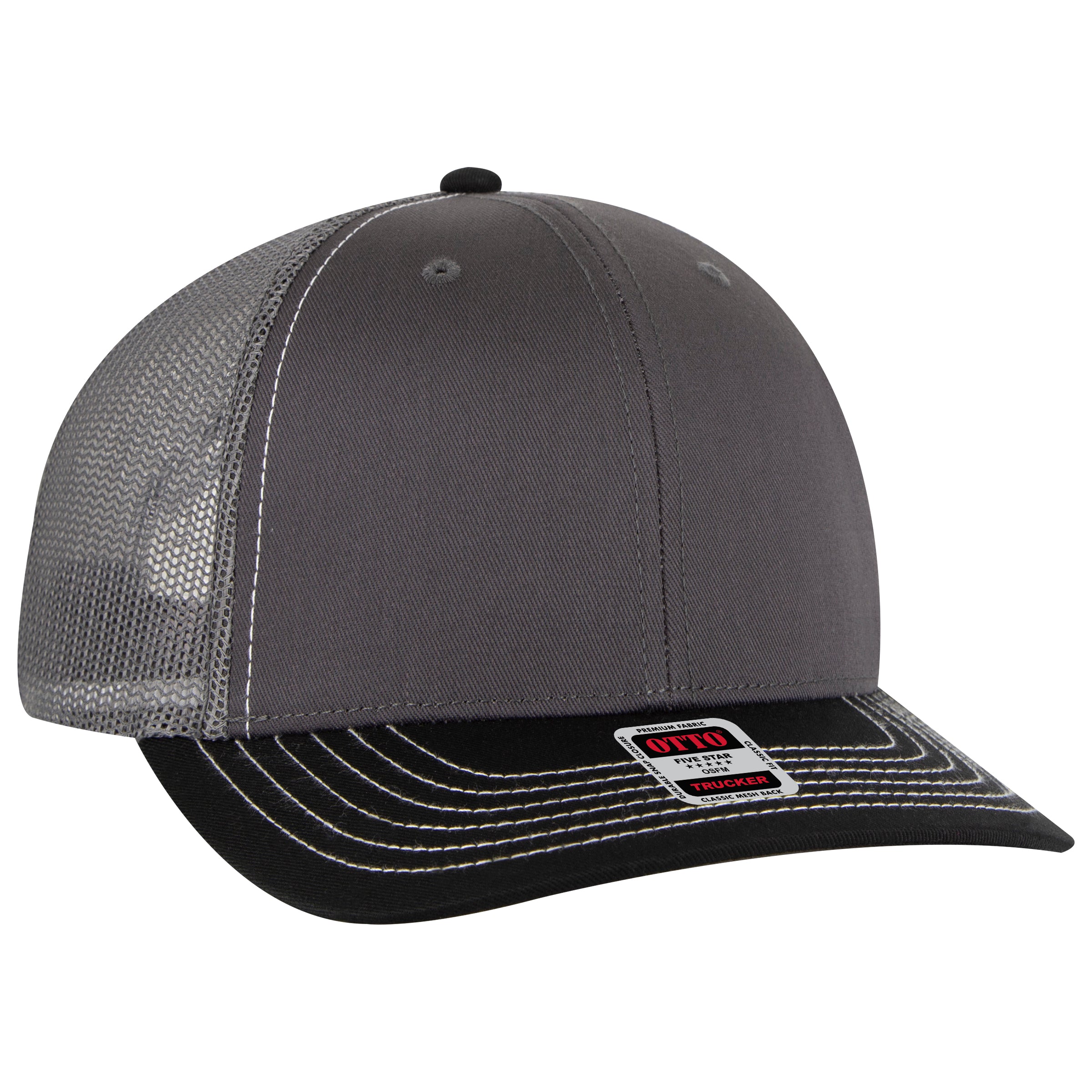 112-1 OTTO Cap 6 Panel Mid Profile Mesh Back Trucker Hat
