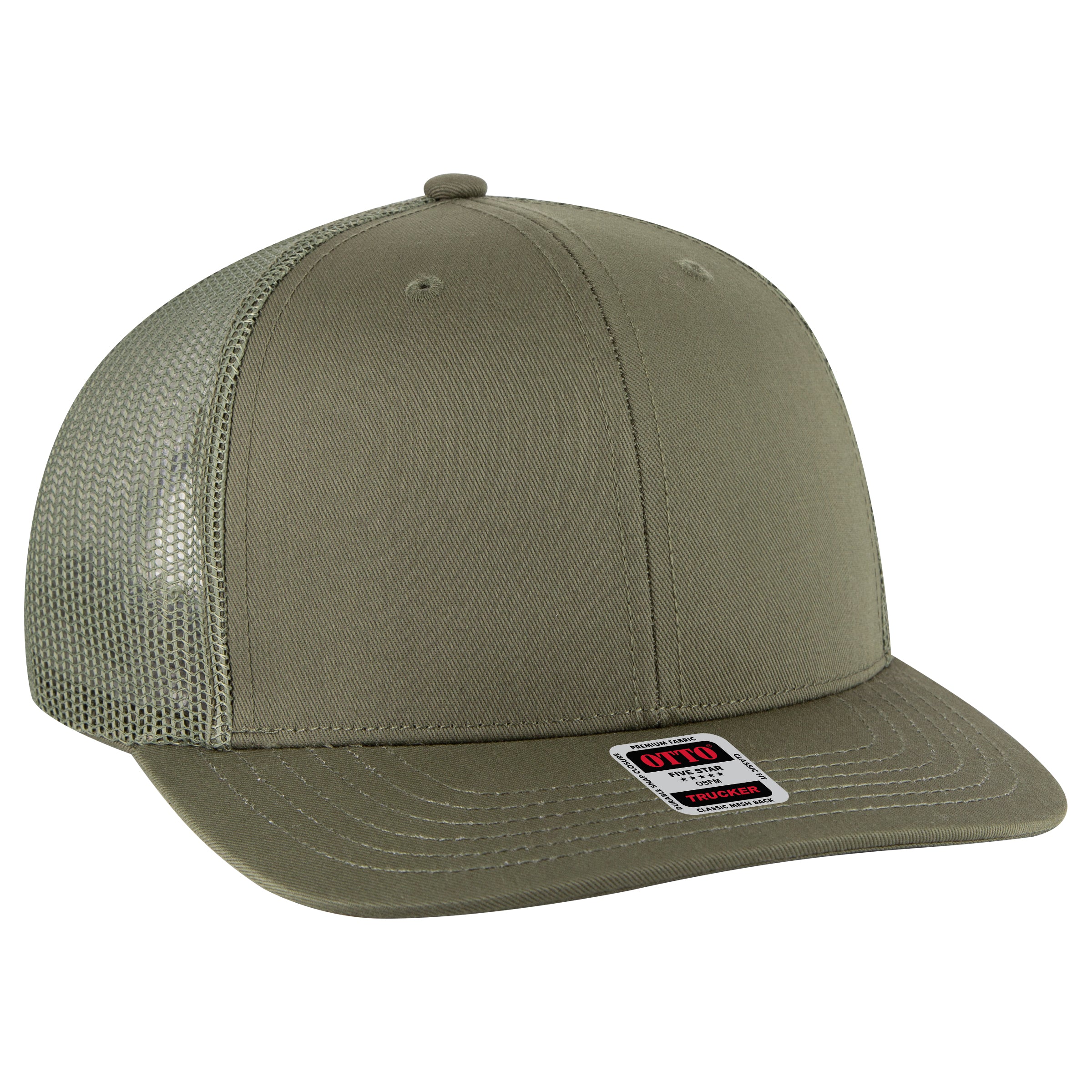 112-1 OTTO Cap 6 Panel Mid Profile Mesh Back Trucker Hat