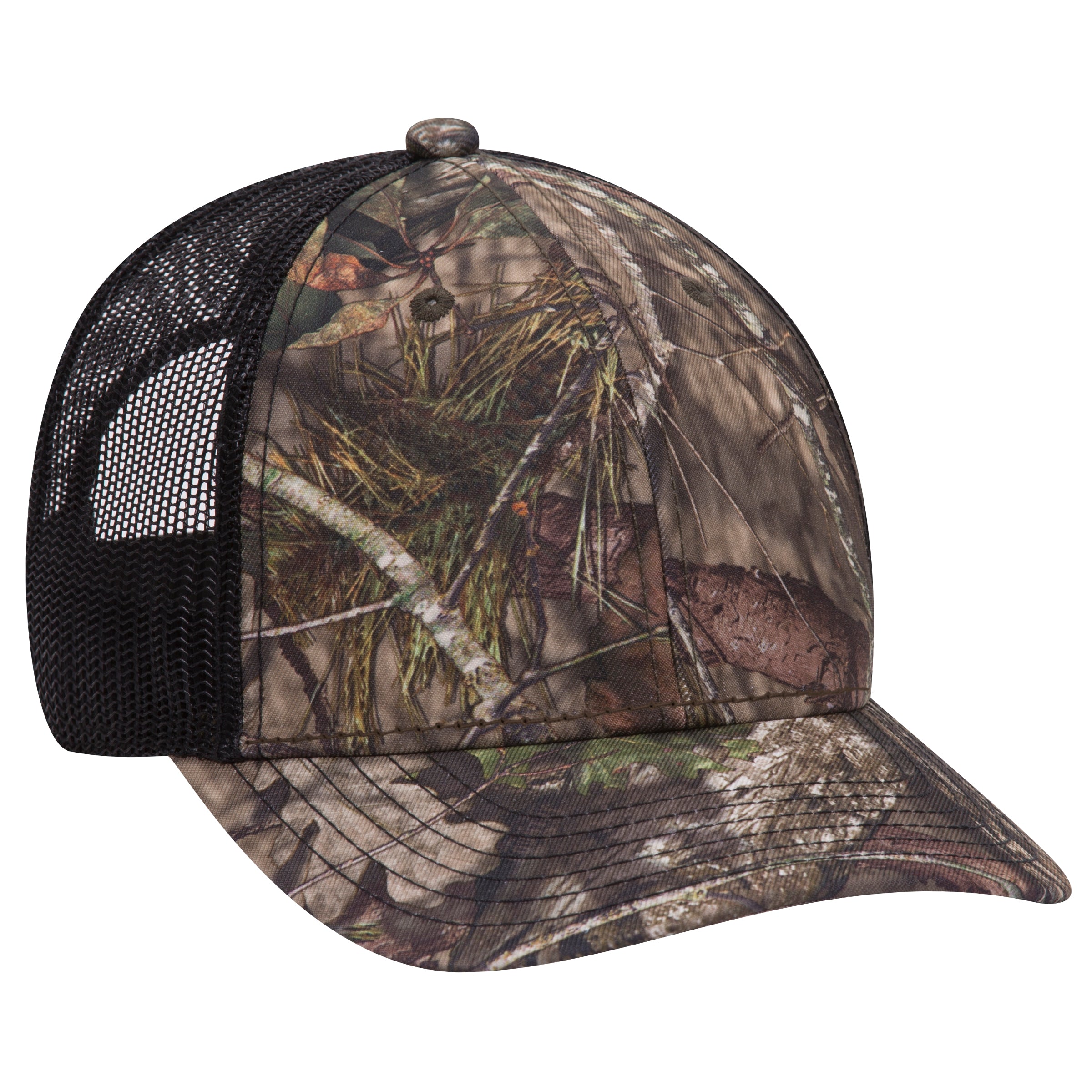 171-1293 OTTO CAP Mossy Oak Camouflage Superior Polyester Twill 6 Panel Low Profile Mesh Back Baseball Cap