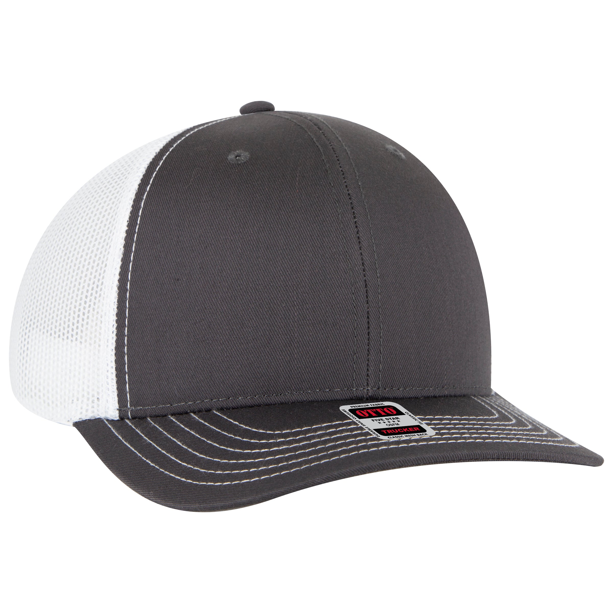 112-1 OTTO Cap 6 Panel Mid Profile Mesh Back Trucker Hat