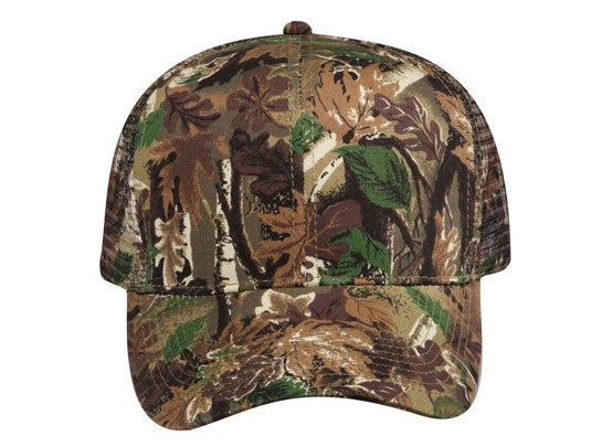 45-052 OTTO CAP Camouflage 6 Panel Mid Profile Mesh Back Trucker Hat