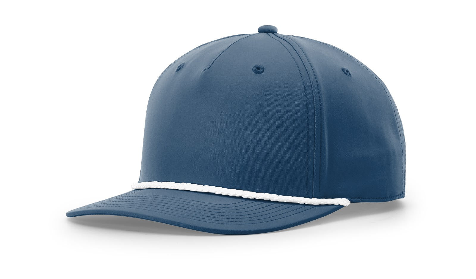 Light blue Richardson 258 Mid-Pro Twill Trucker Cap with white mesh back.