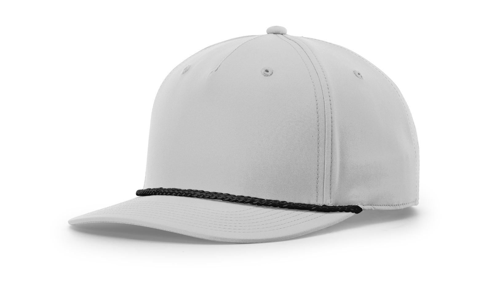 Richardson 258 Mid-Pro Twill Trucker Cap, Light Grey-Black, Classic Snapback Hat.