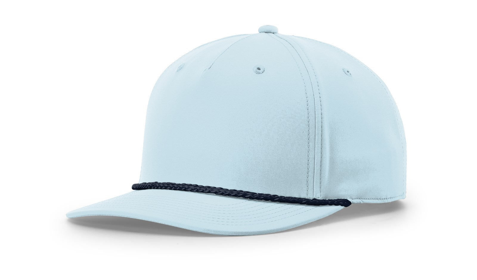 Richardson 258 Mid-Pro Twill Trucker Cap in Soft Blue-Navy, classic snapback style.