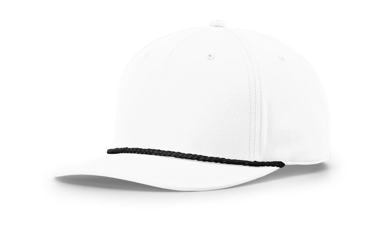 Richardson 258 Mid-Pro Twill Trucker Cap in white and black, classic snapback style.