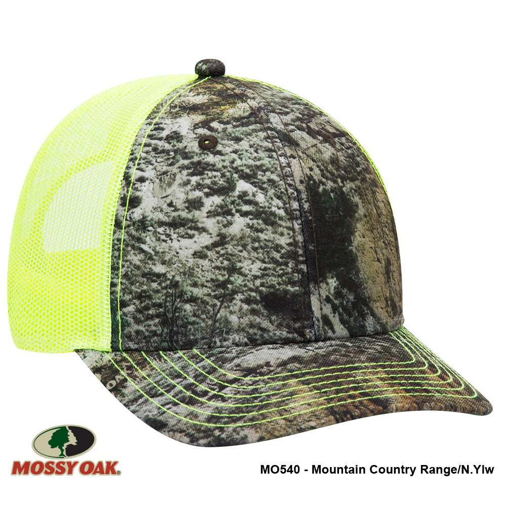 171-1293 OTTO CAP Mossy Oak Camouflage Superior Polyester Twill 6 Panel Low Profile Mesh Back Baseball Cap