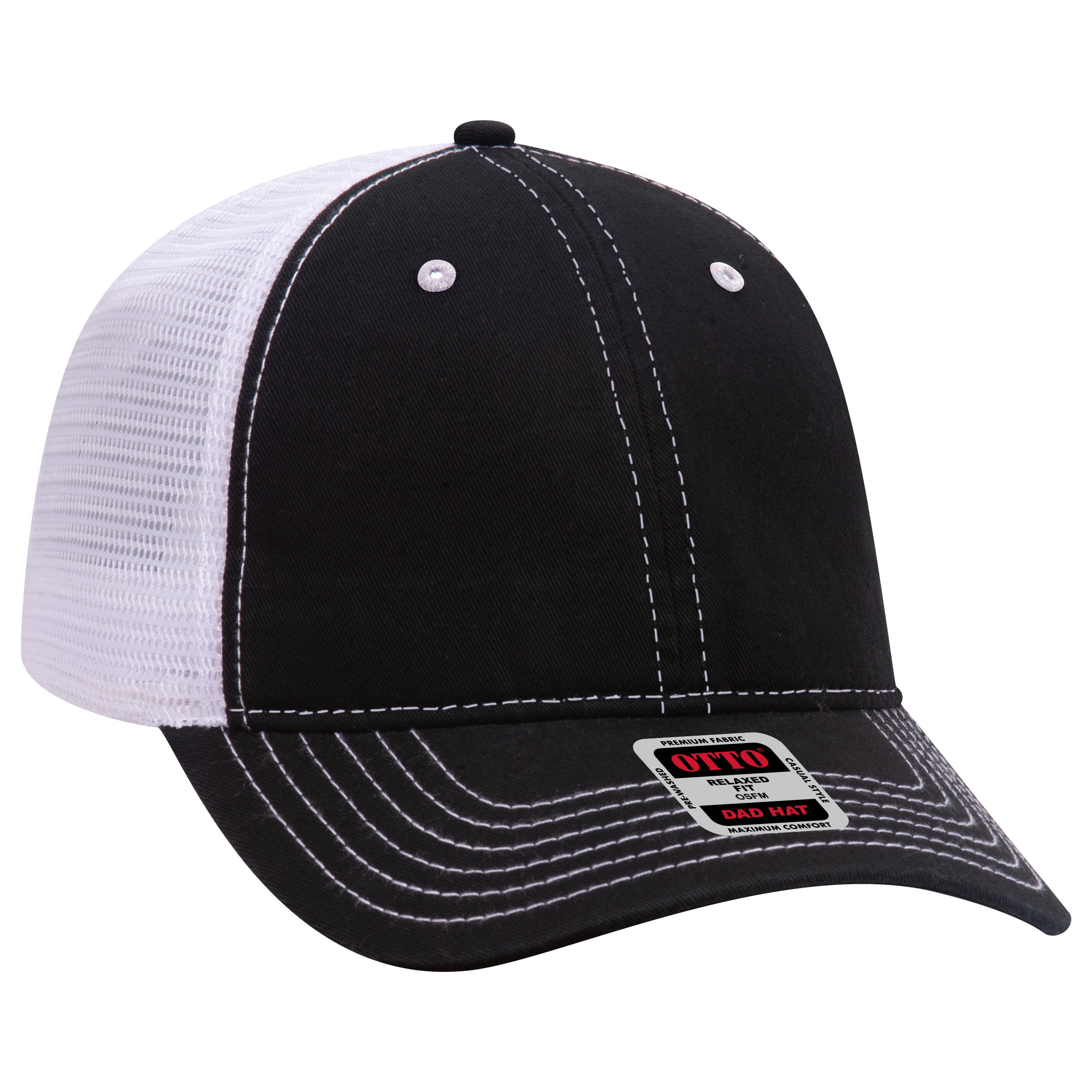 121-858 OTTO CAP 6 Panel Low Profile Mesh Back Trucker Dad Hat