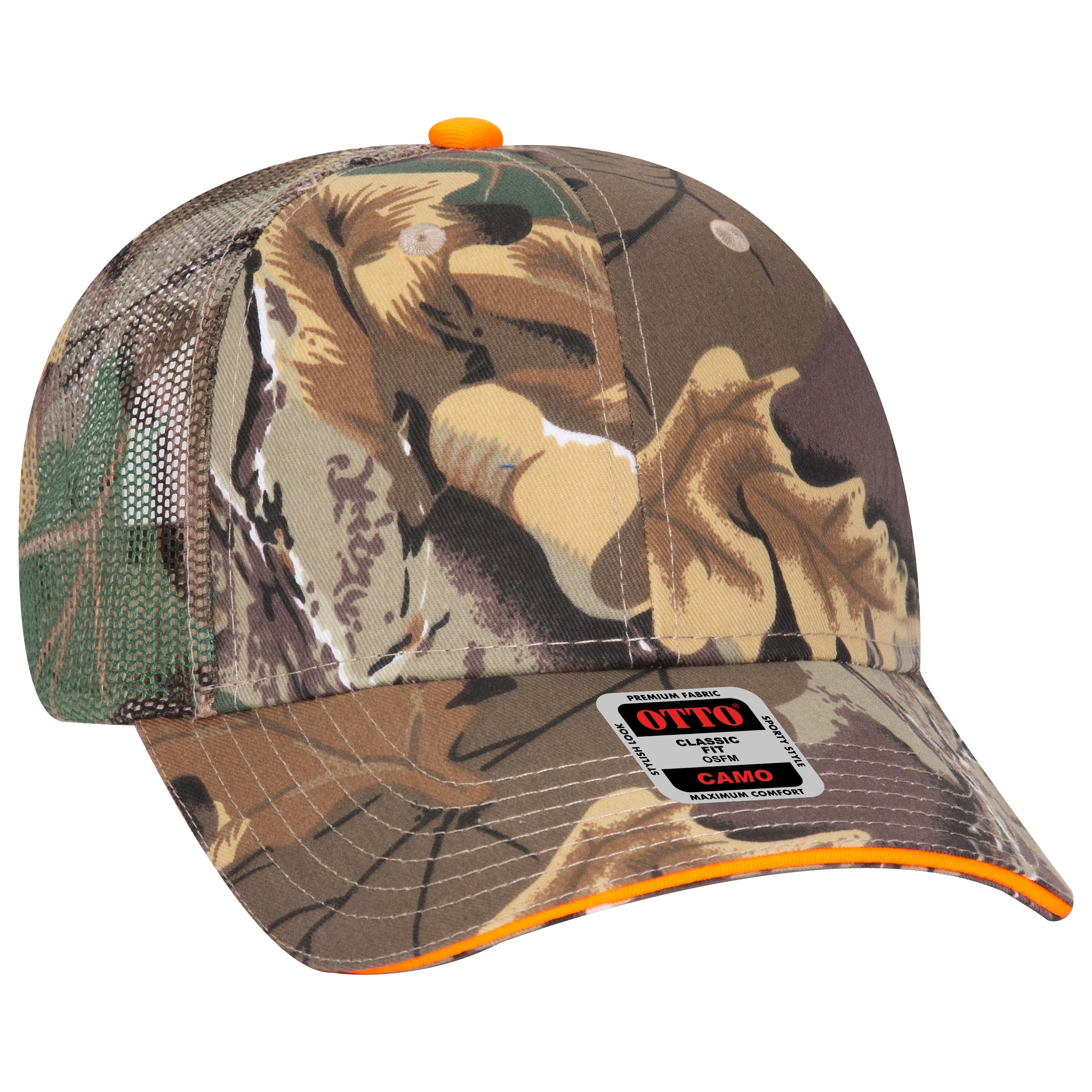 106-752 OTTO CAP Camouflage 6 Panel Low Profile Mesh Back Trucker Hat
