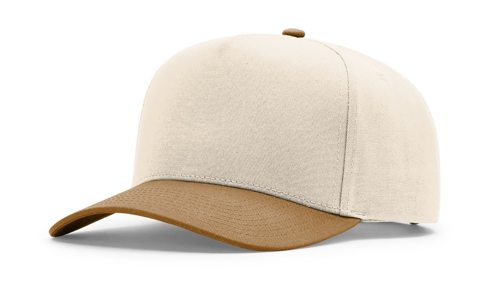 Beige and brown baseball cap on a white background
