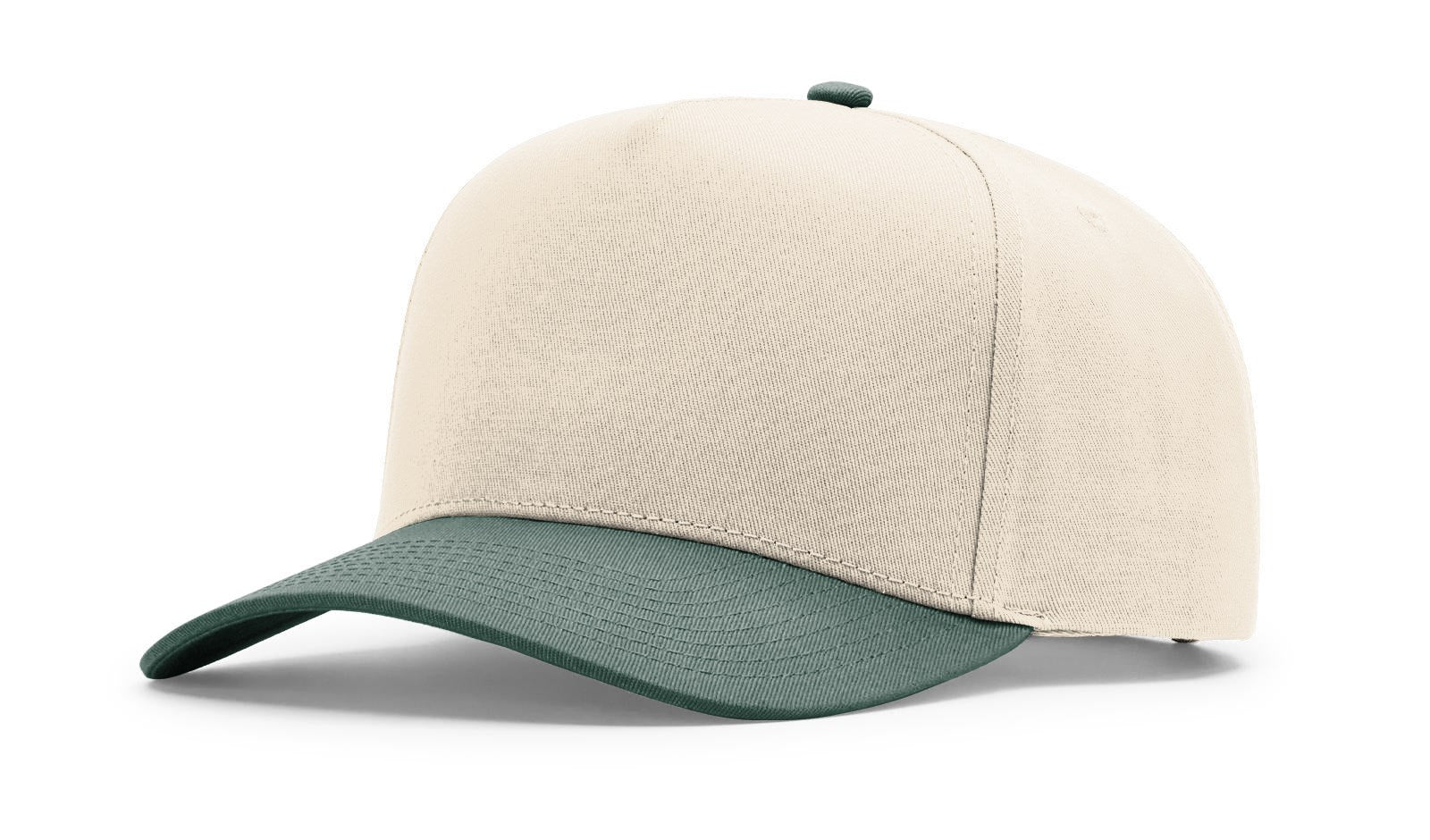 Beige and green baseball cap on a white background