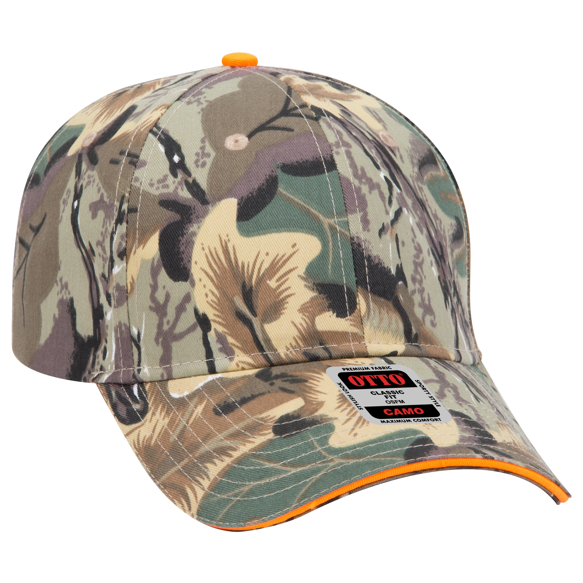71-602 OTTO CAP Camouflage 6 Panel Low Profile Baseball Cap