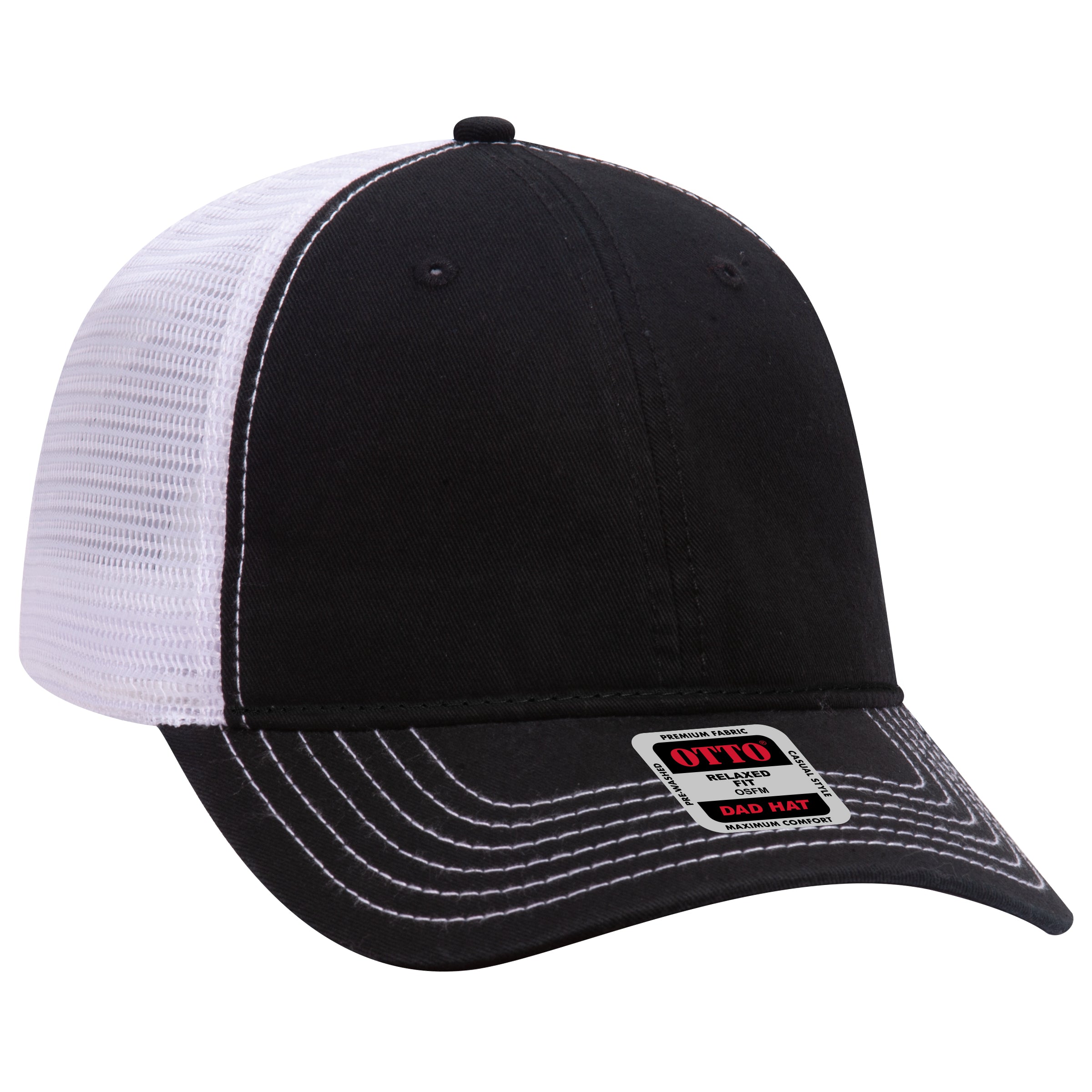 121-858 OTTO CAP 6 Panel Low Profile Mesh Back Trucker Dad Hat