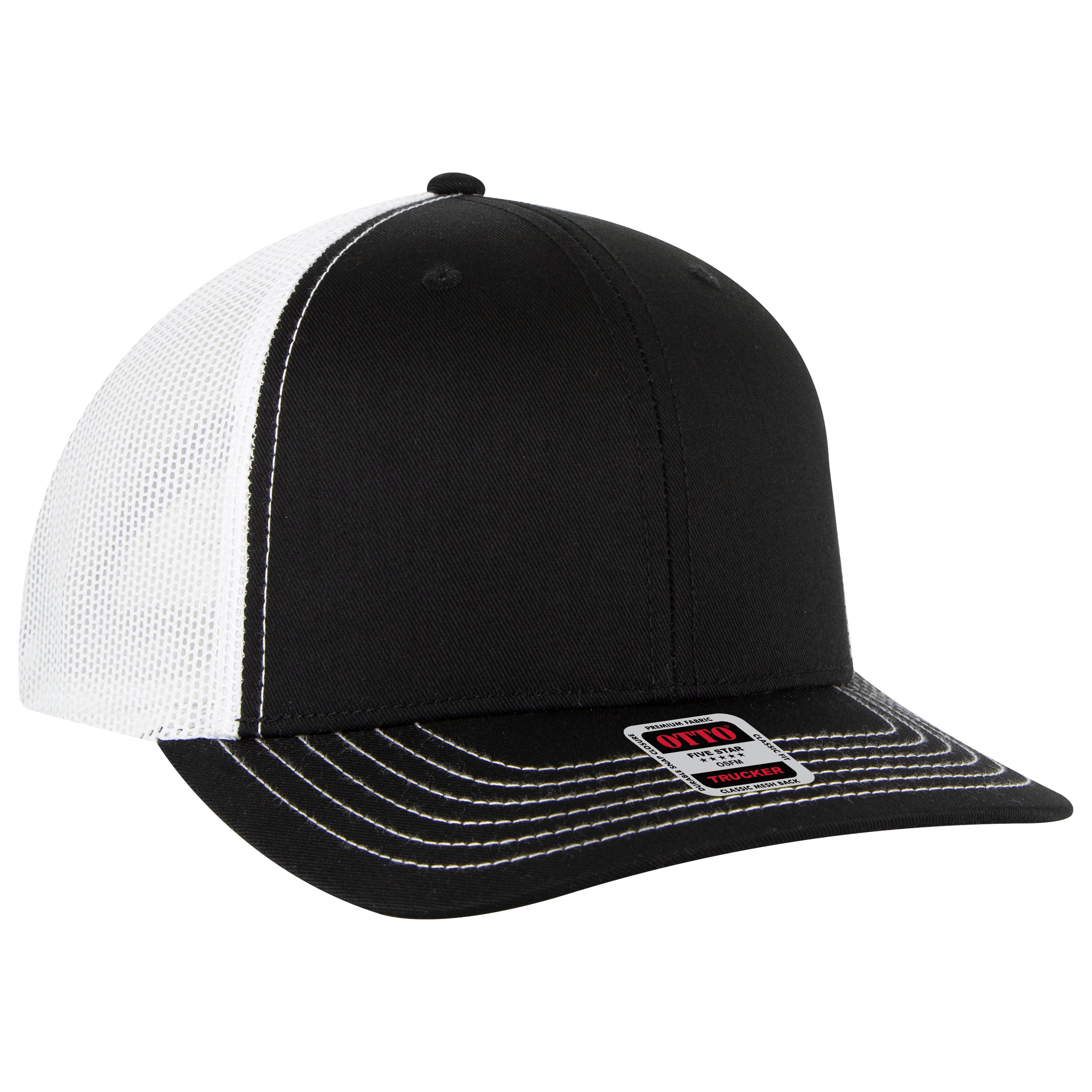 112-1 OTTO Cap 6 Panel Mid Profile Mesh Back Trucker Hat