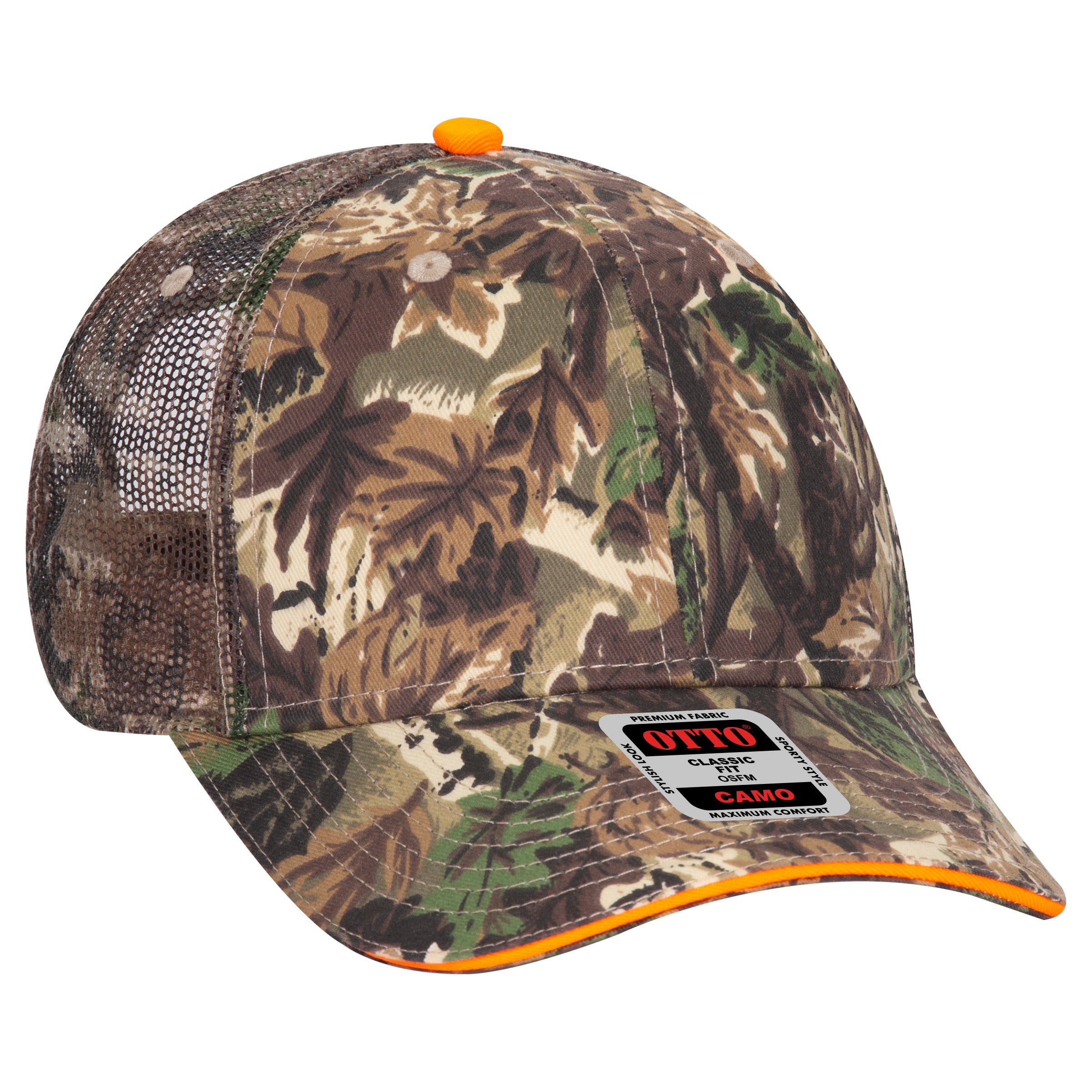 106-752 OTTO CAP Camouflage 6 Panel Low Profile Mesh Back Trucker Hat