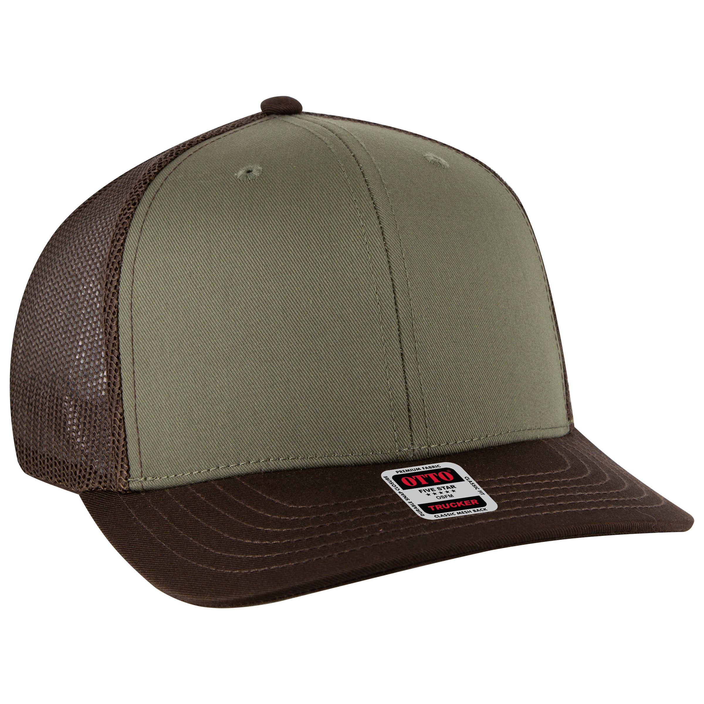 112-1 OTTO Cap 6 Panel Mid Profile Mesh Back Trucker Hat