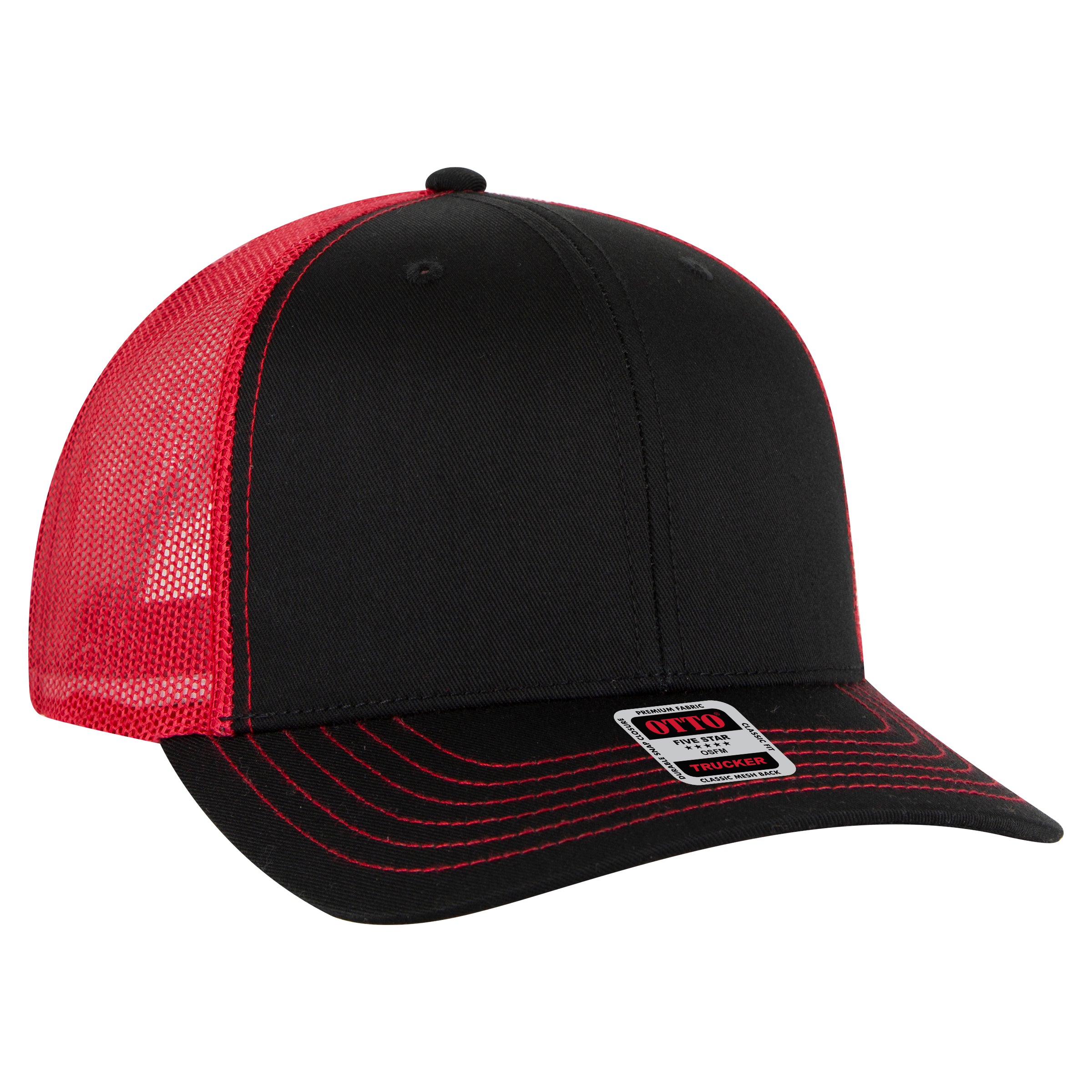 112-1 OTTO Cap 6 Panel Mid Profile Mesh Back Trucker Hat