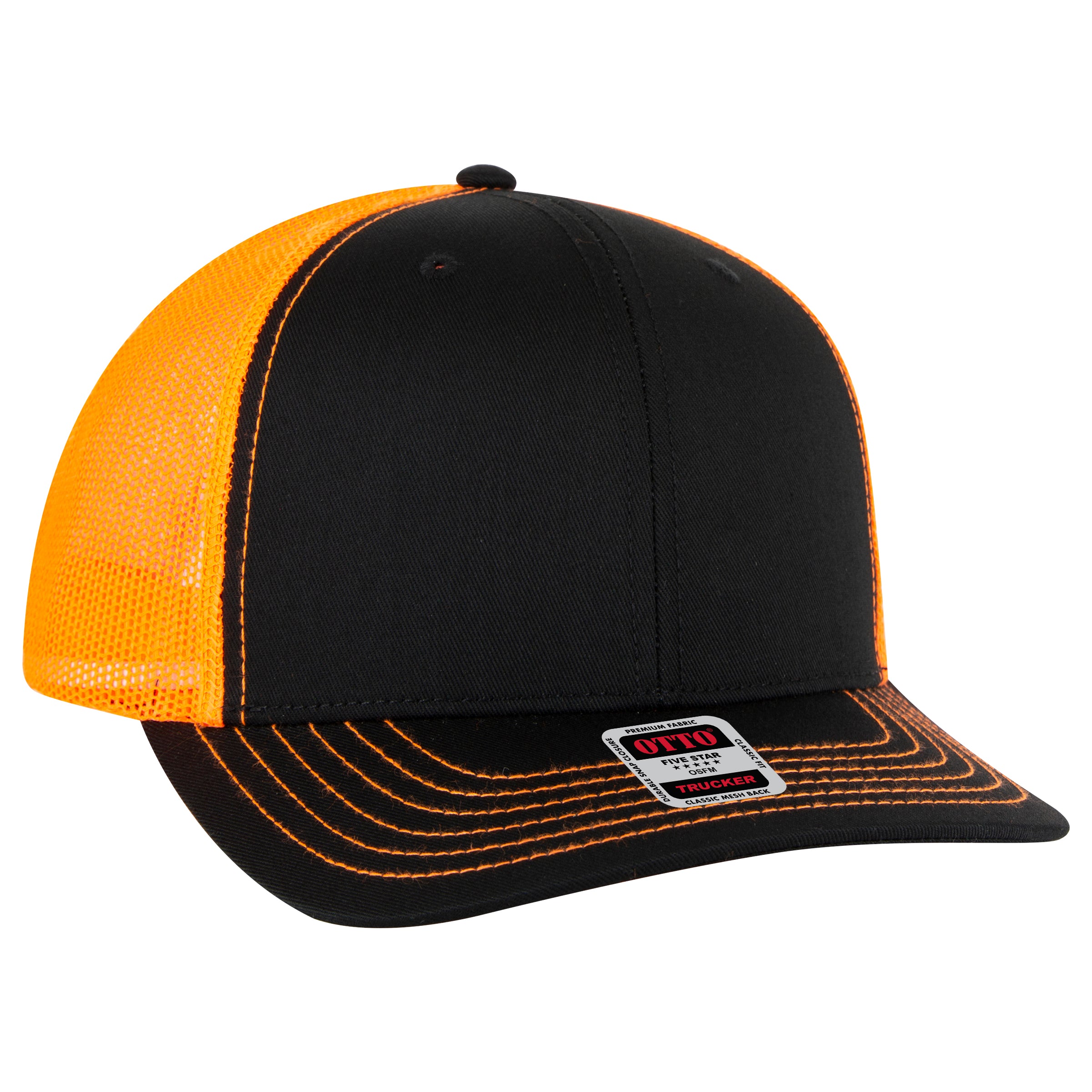 112-1 OTTO Cap 6 Panel Mid Profile Mesh Back Trucker Hat