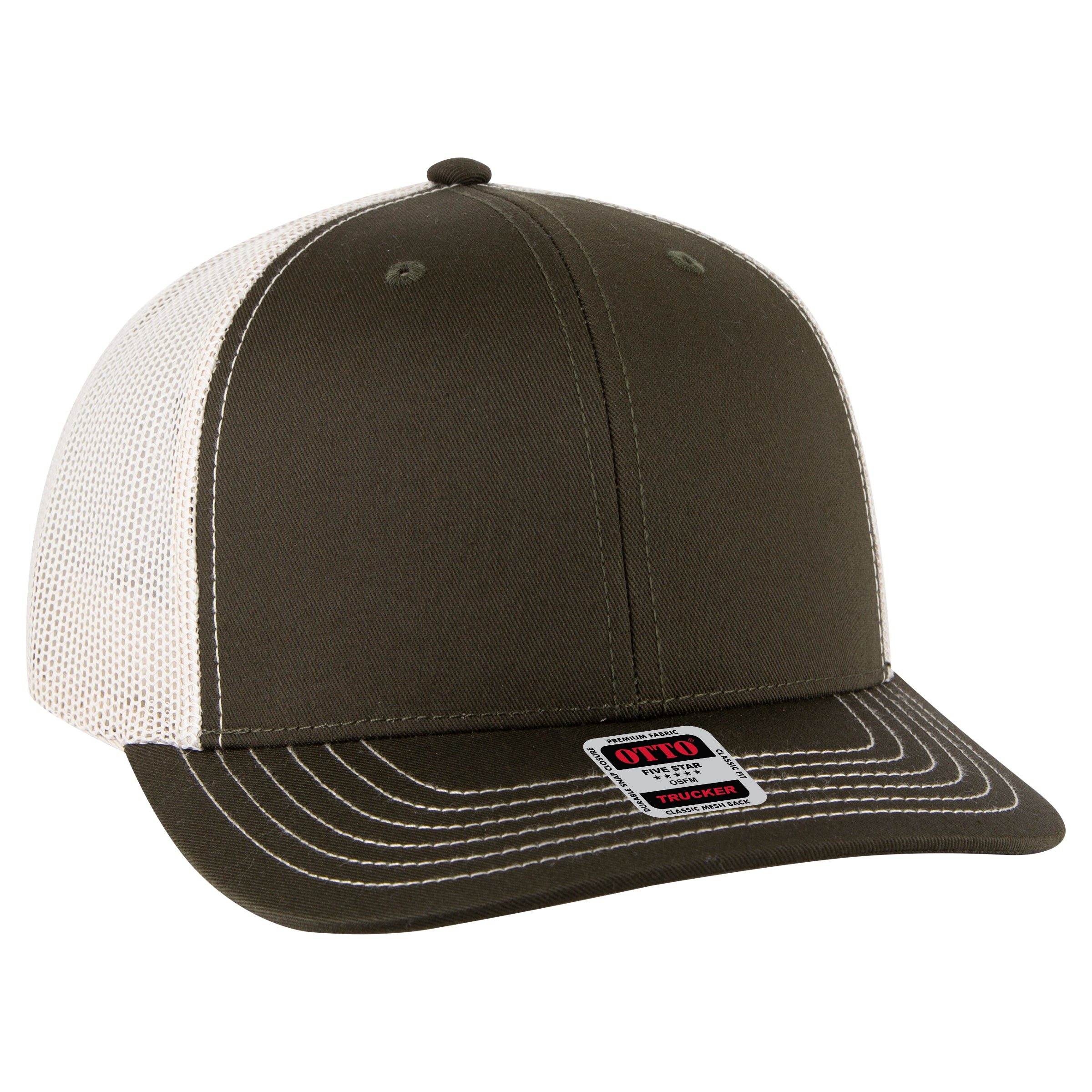 112-1 OTTO Cap 6 Panel Mid Profile Mesh Back Trucker Hat