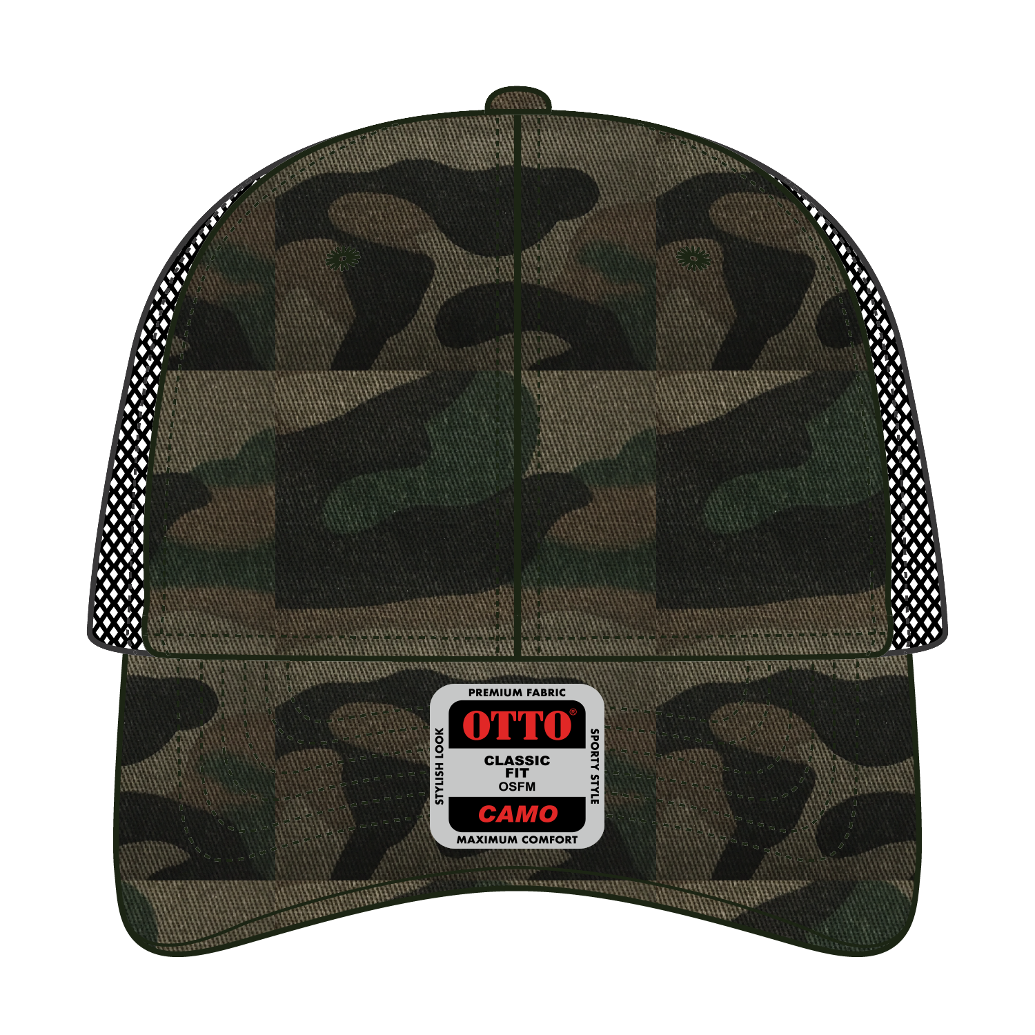 105-1247 OTTO CAP Camouflage 6 Panel Low Profile Mesh Back Trucker Hat