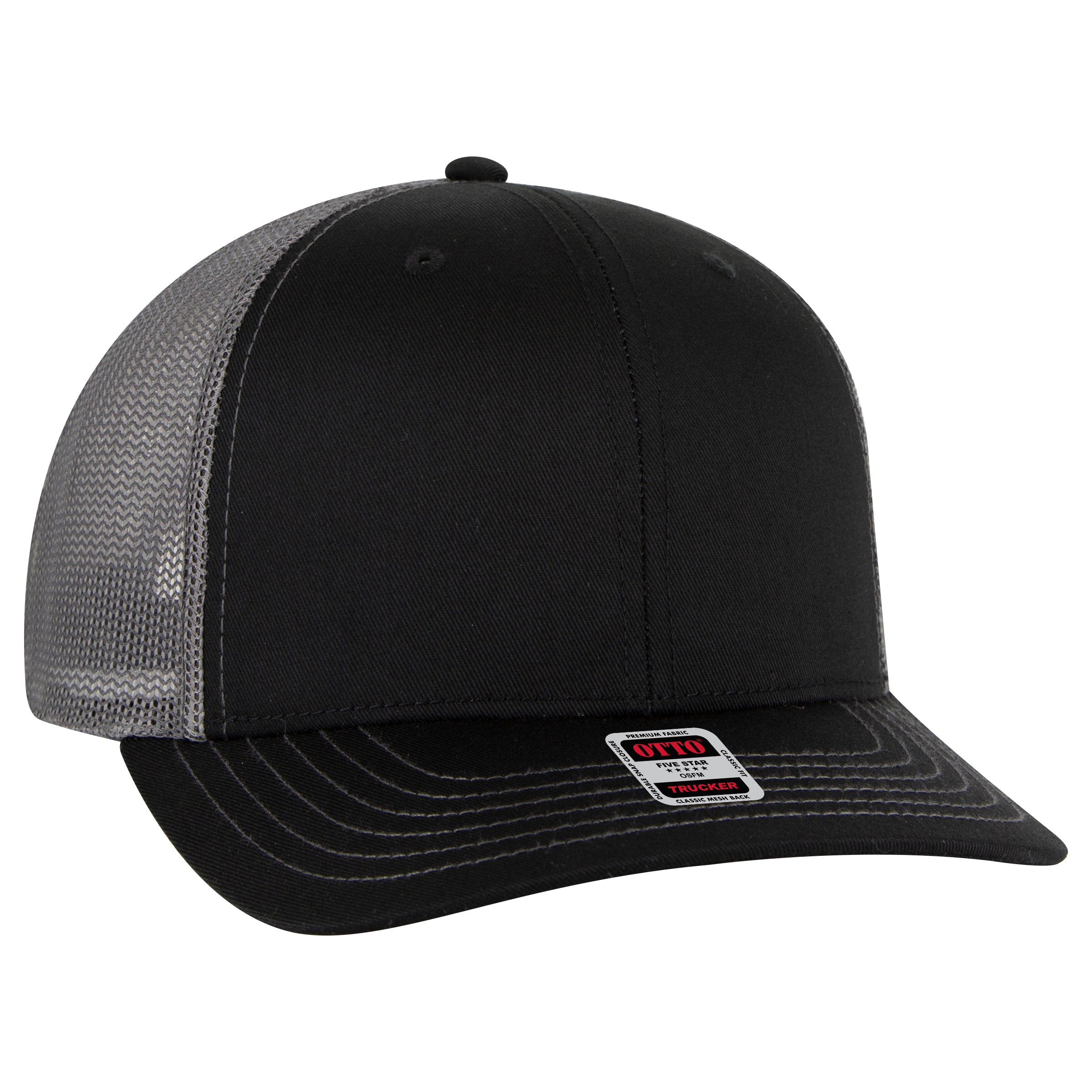 112-1 OTTO Cap 6 Panel Mid Profile Mesh Back Trucker Hat