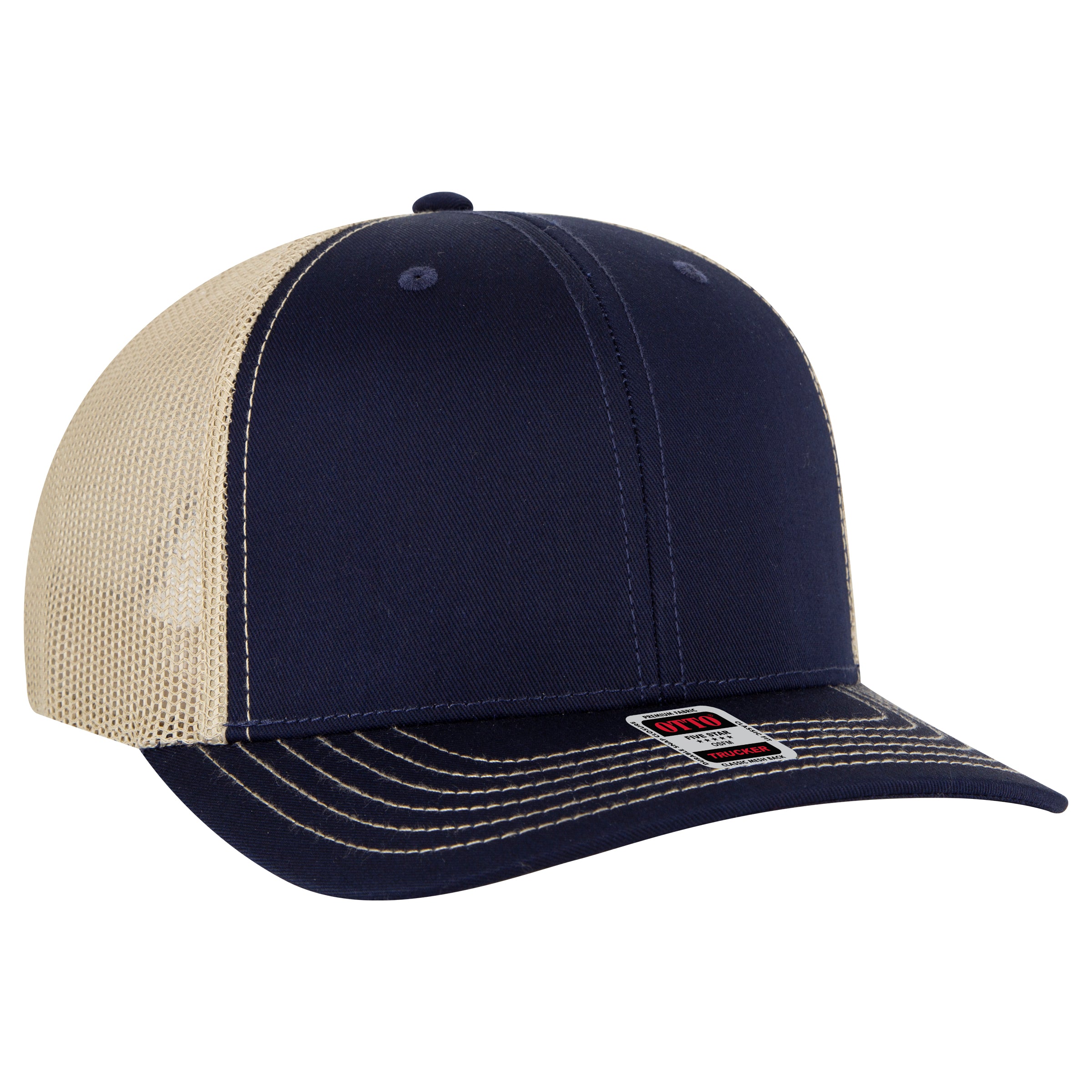 112-1 OTTO Cap 6 Panel Mid Profile Mesh Back Trucker Hat