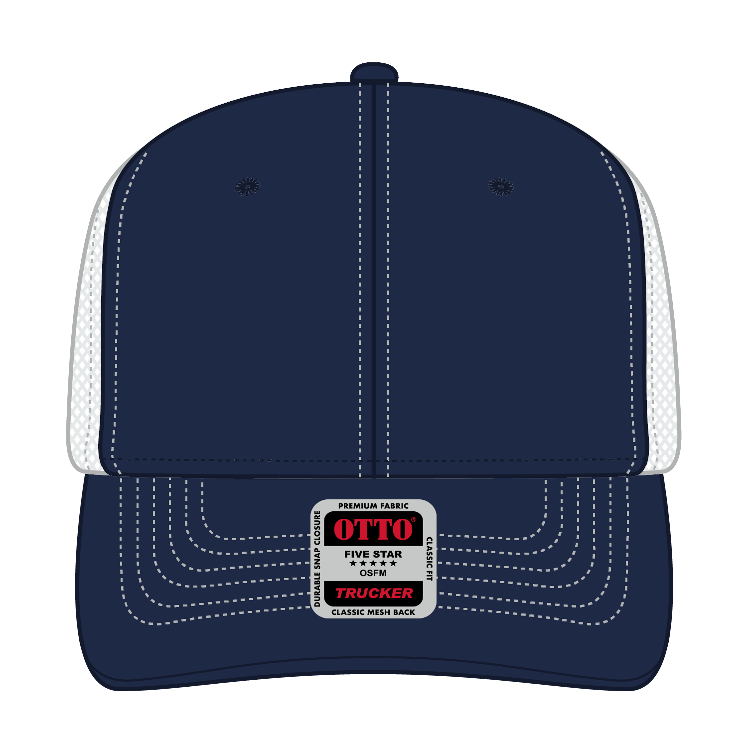 112-1 OTTO Cap 6 Panel Mid Profile Mesh Back Trucker Hat